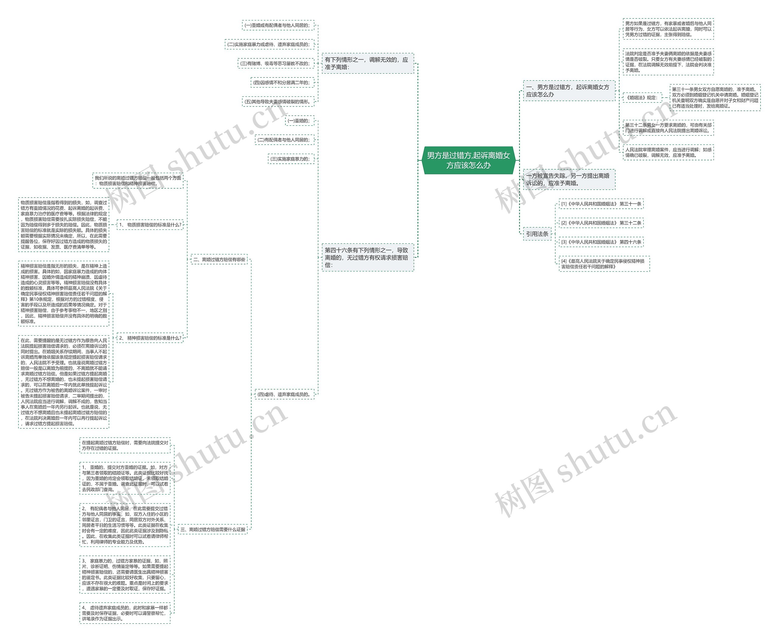 男方是过错方,起诉离婚女方应该怎么办思维导图