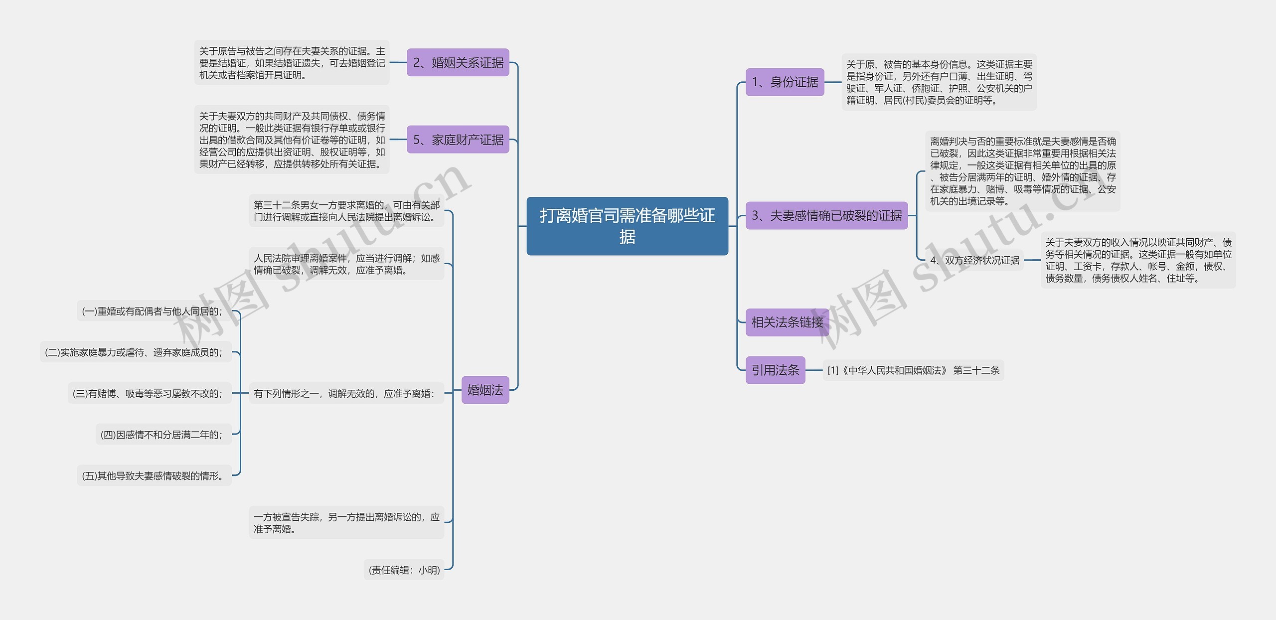 打离婚官司需准备哪些证据思维导图