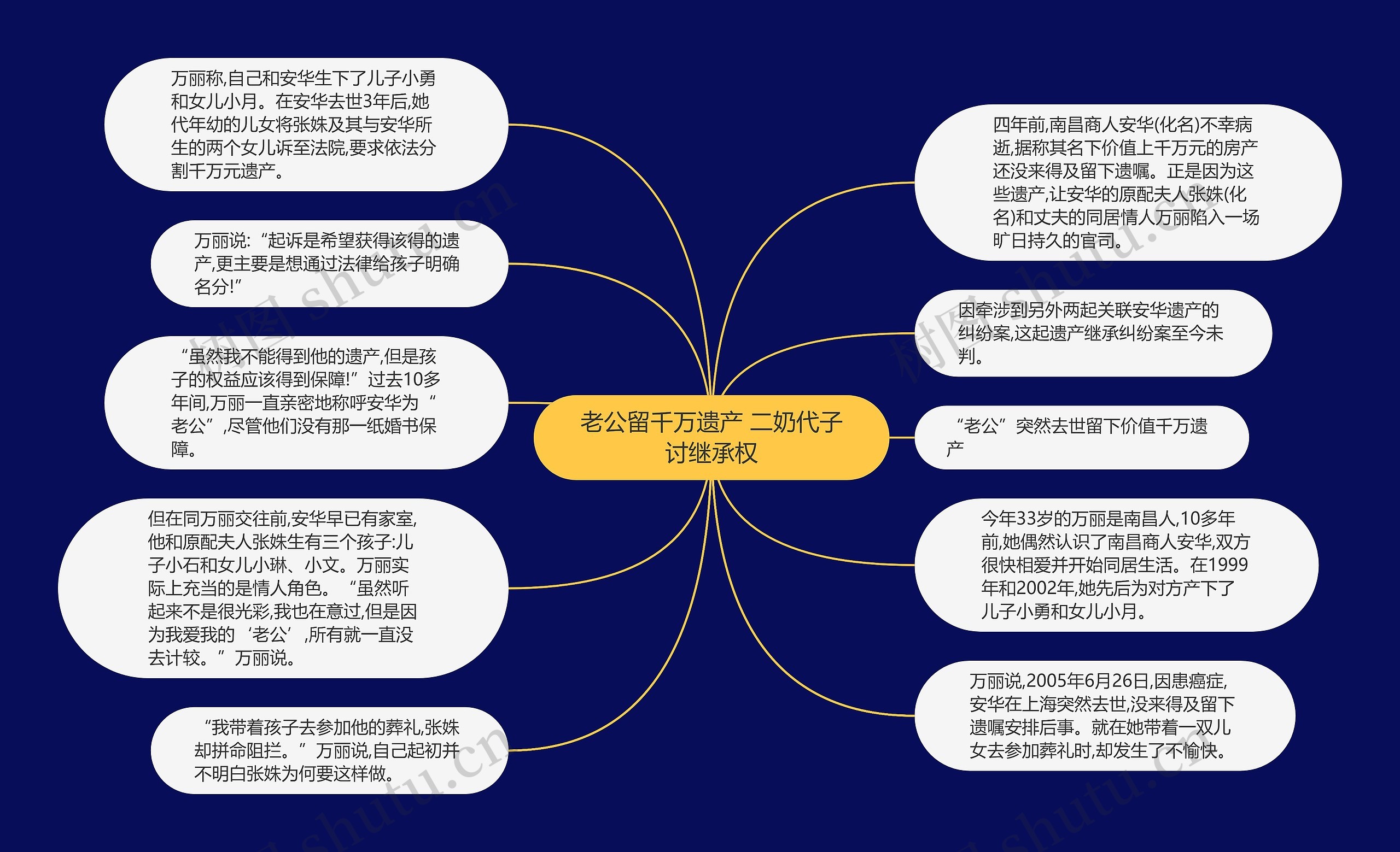 老公留千万遗产 二奶代子讨继承权思维导图