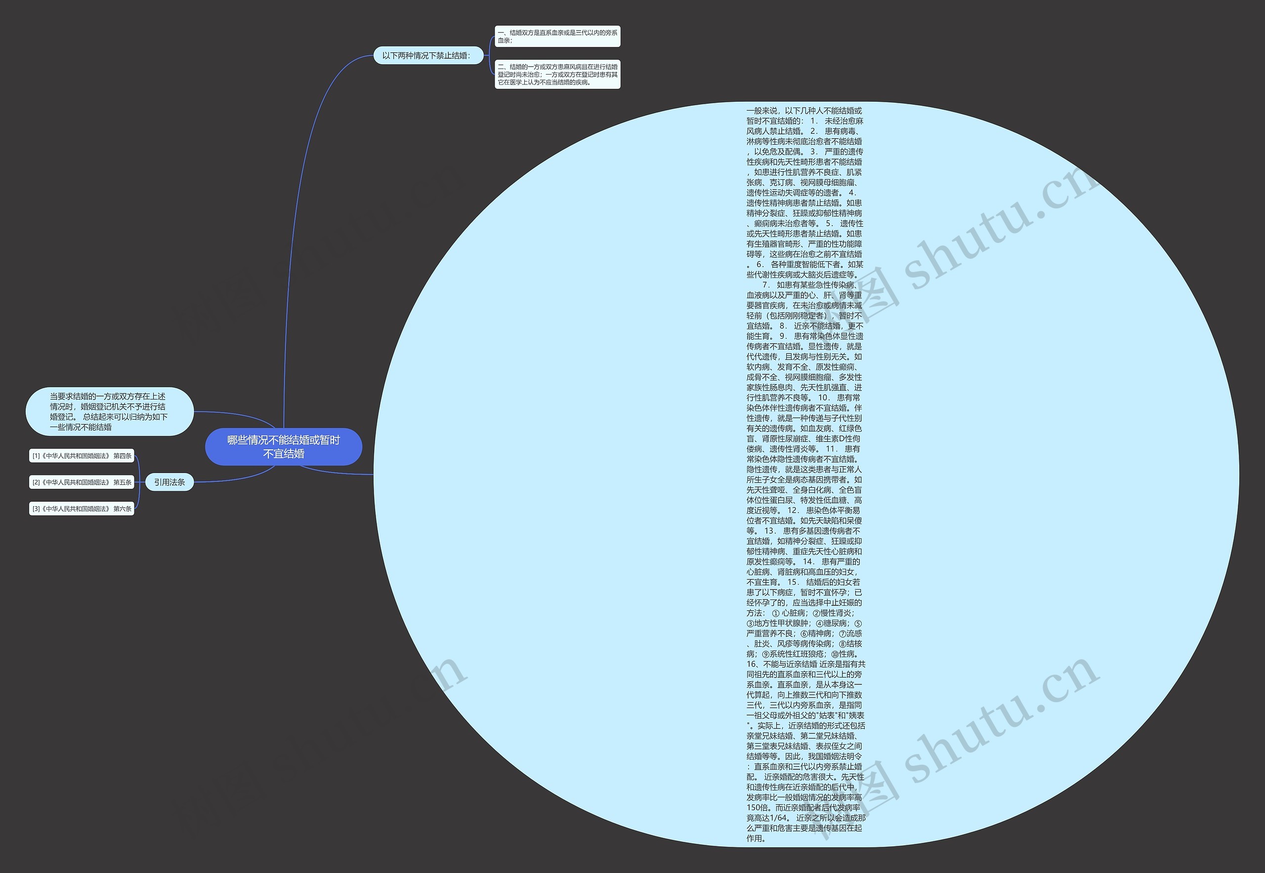 哪些情况不能结婚或暂时不宜结婚思维导图