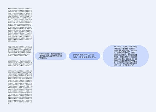 夫瞒妻将婚房转让邻居　法院：恶意串通买卖无效