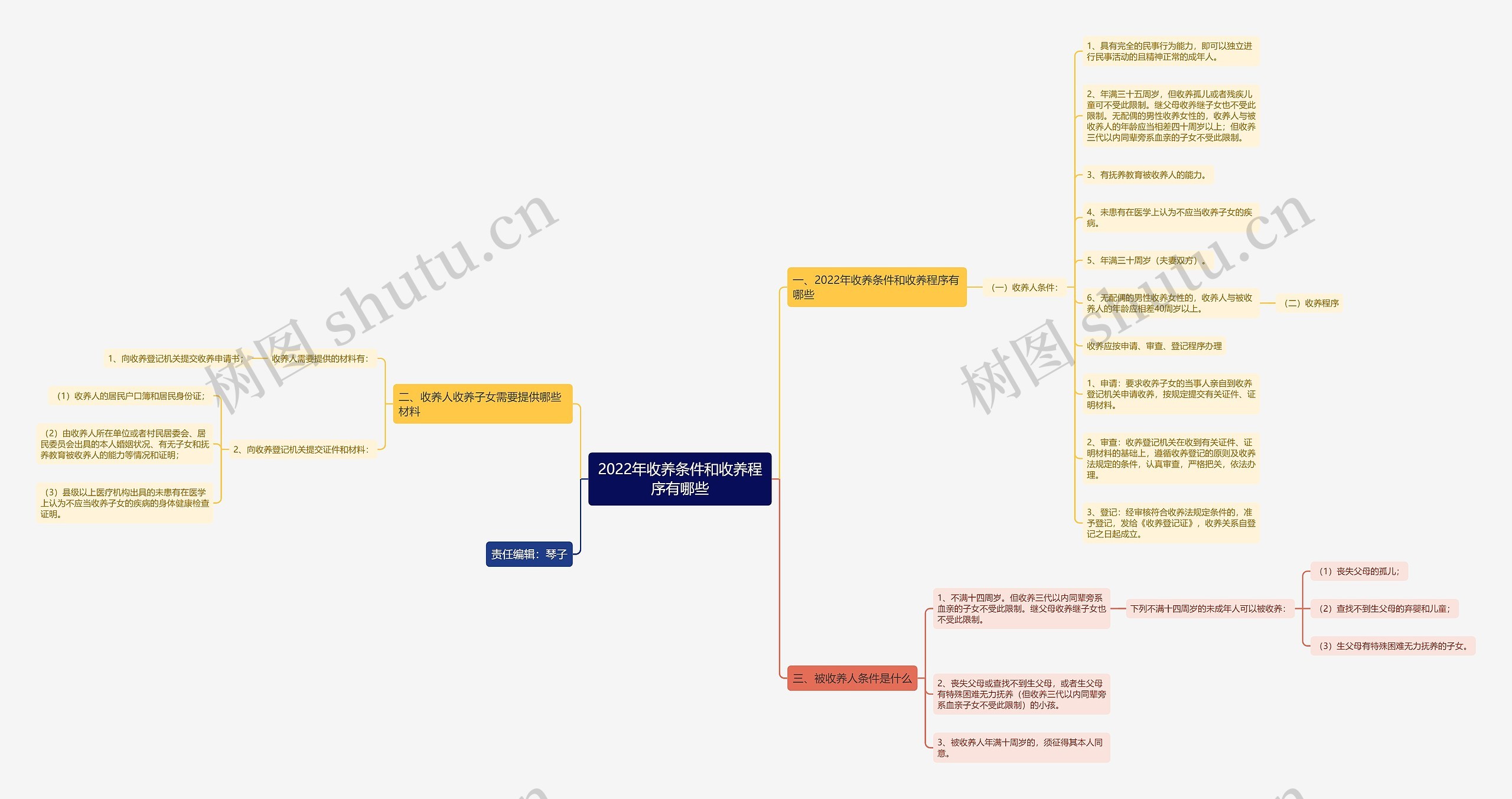 2022年收养条件和收养程序有哪些思维导图
