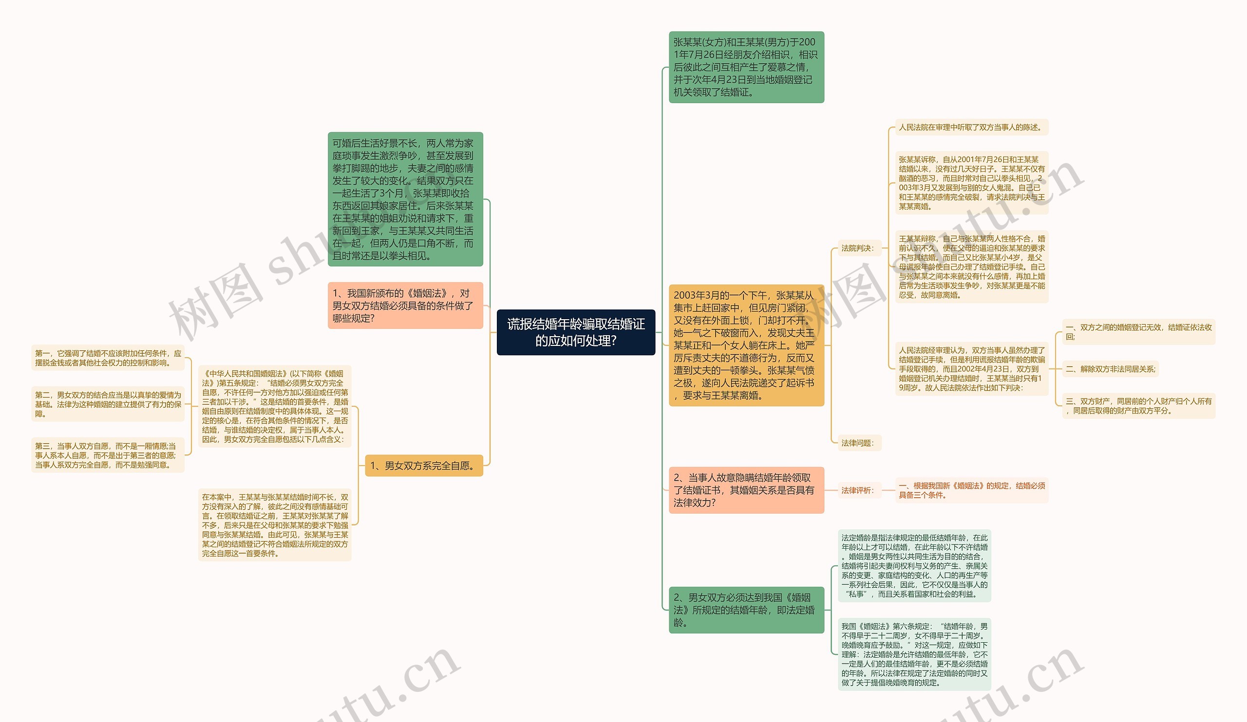 谎报结婚年龄骗取结婚证的应如何处理?思维导图