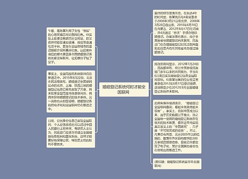 婚姻登记系统何时才能全国联网 