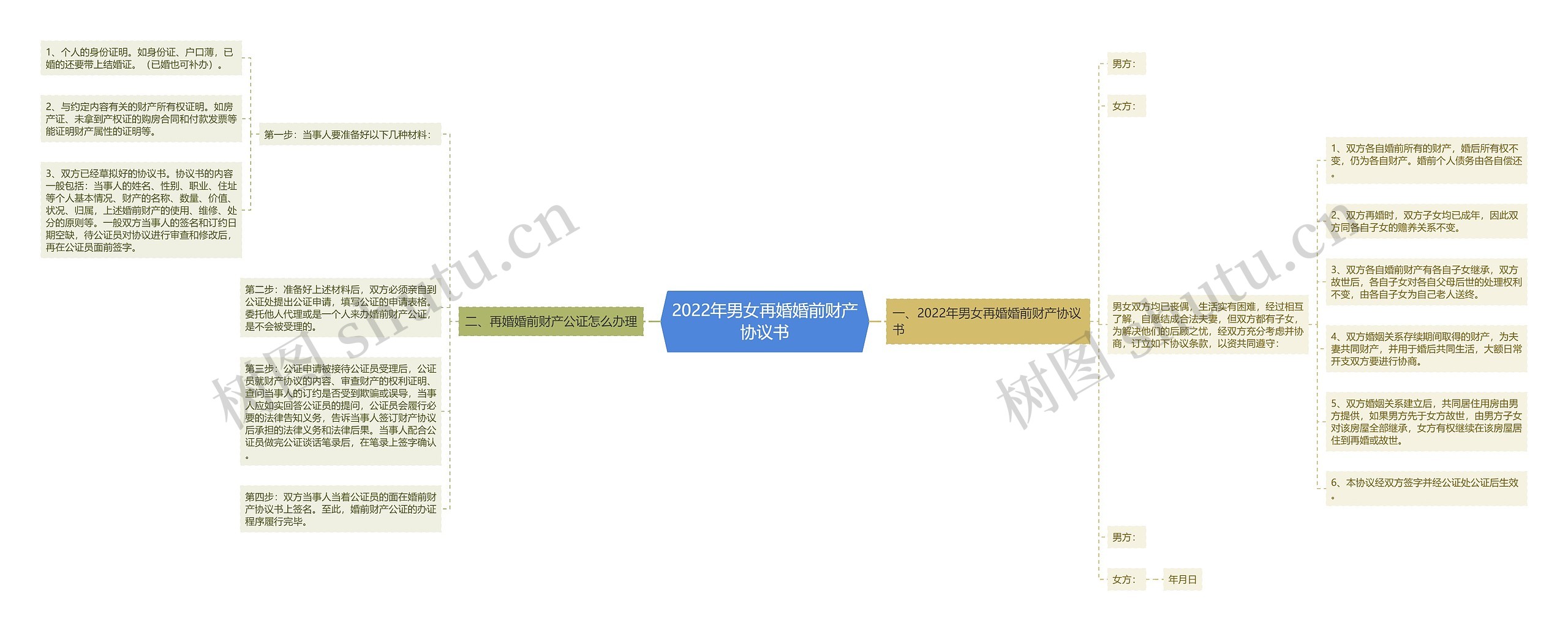 2022年男女再婚婚前财产协议书思维导图