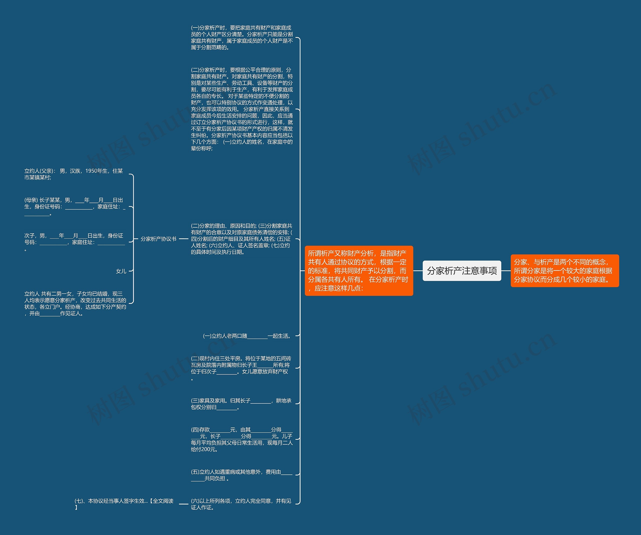 分家析产注意事项思维导图