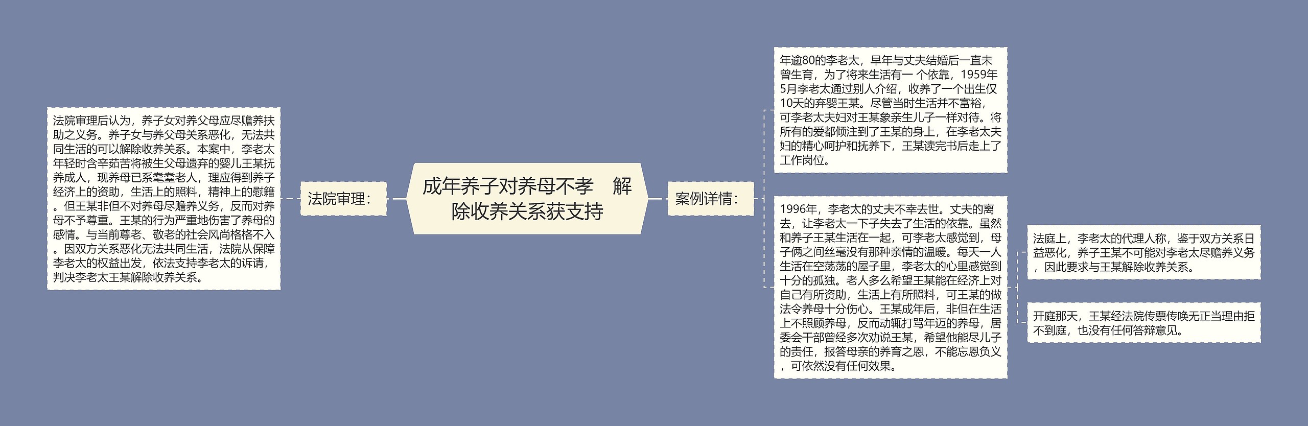 成年养子对养母不孝　解除收养关系获支持思维导图