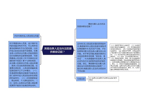 离婚当事人应当向法院提供哪些证据 ？