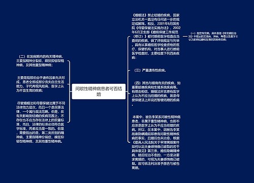 间歇性精神病患者可否结婚