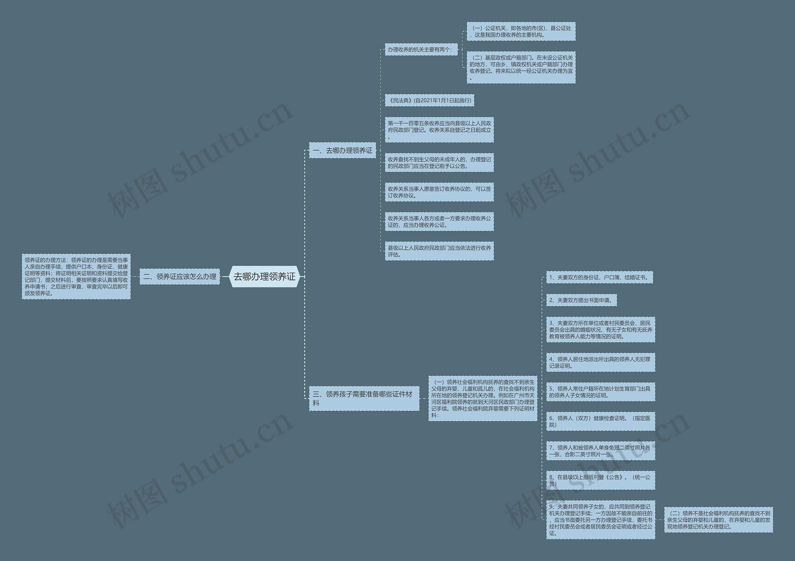 去哪办理领养证思维导图