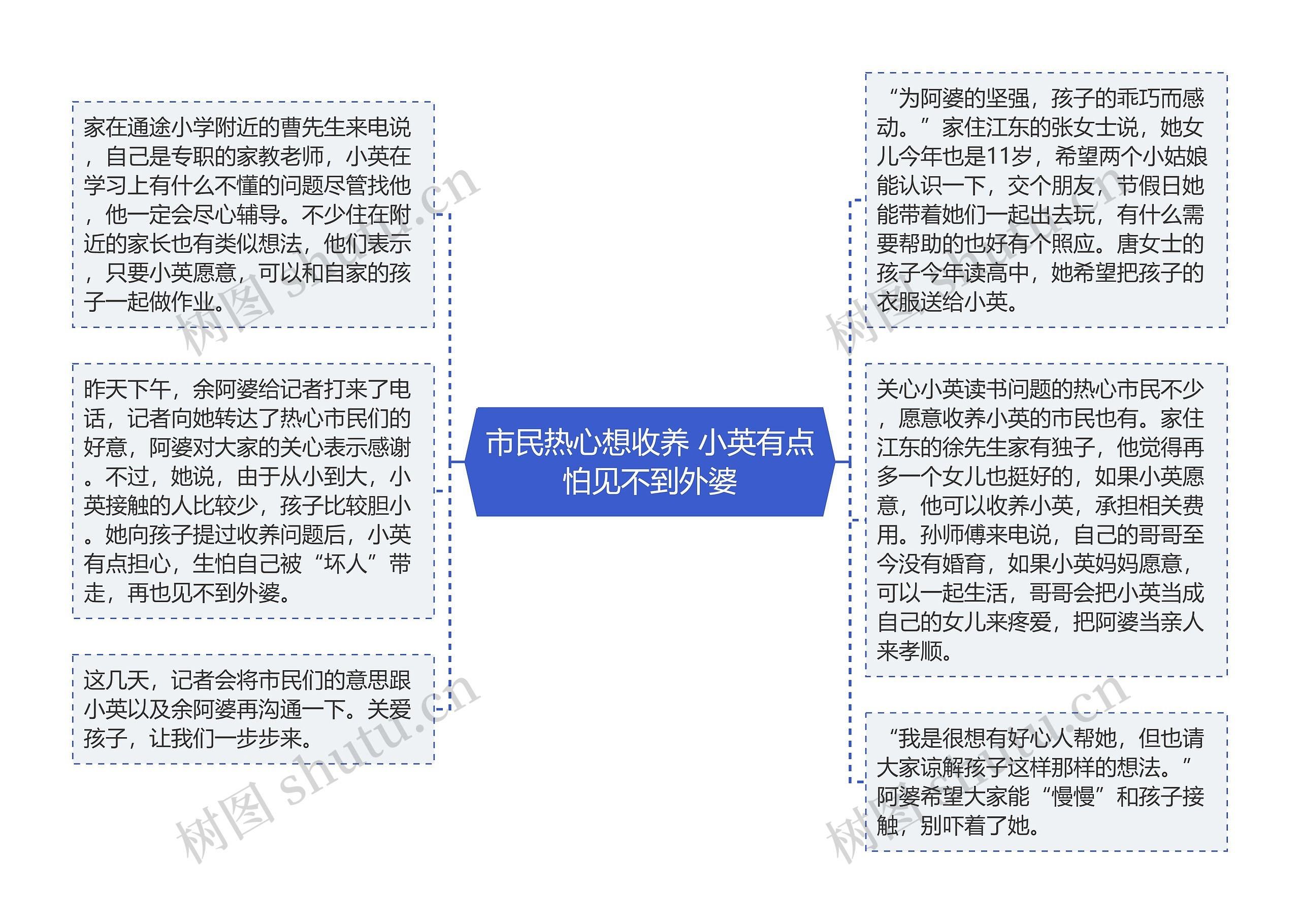 市民热心想收养 小英有点怕见不到外婆思维导图