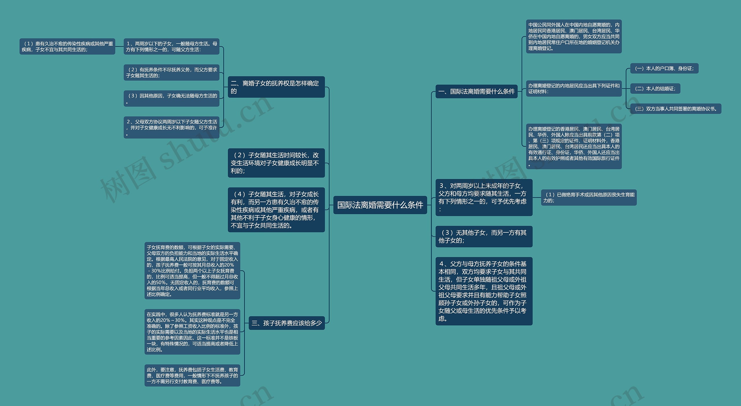 国际法离婚需要什么条件思维导图