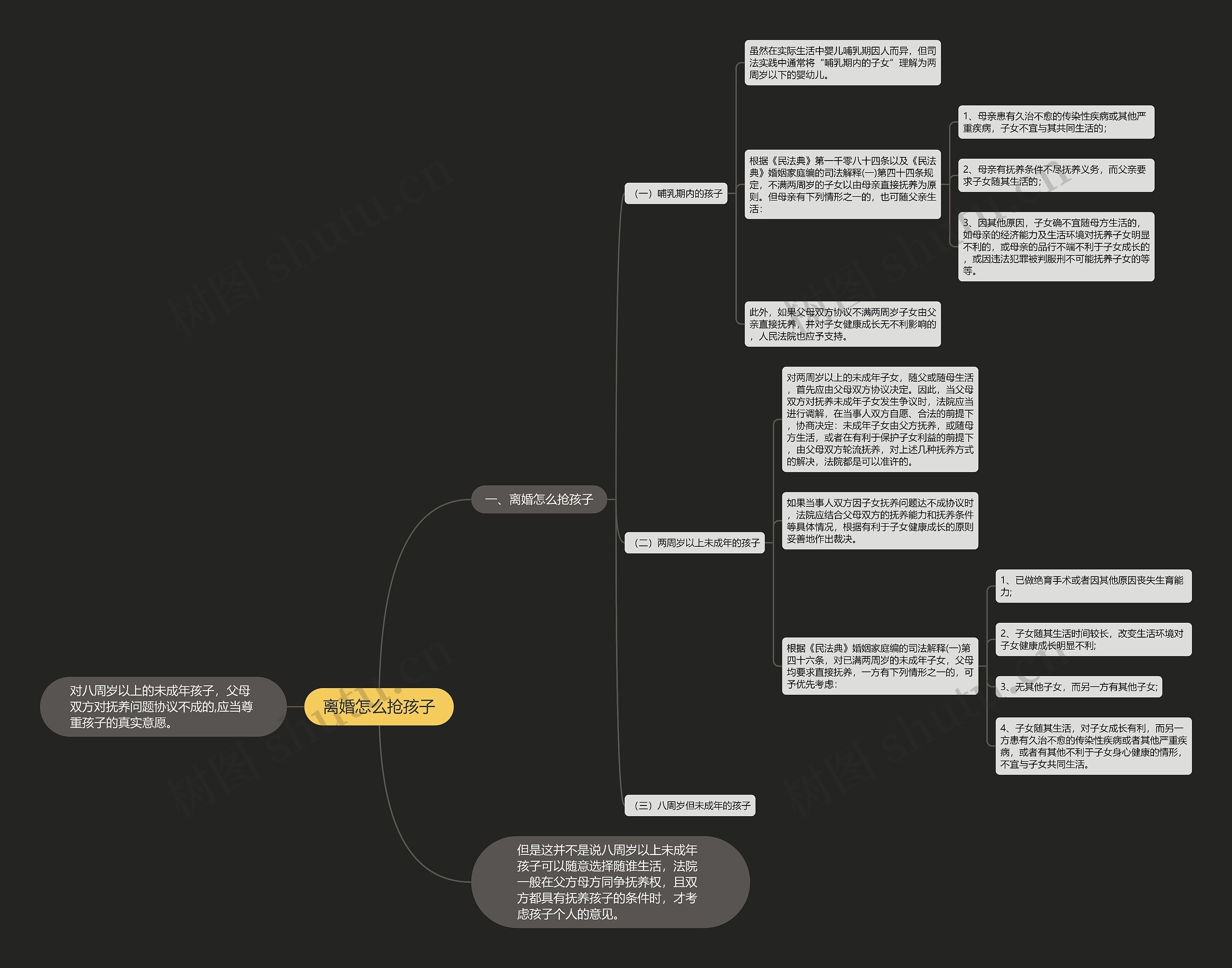 离婚怎么抢孩子思维导图