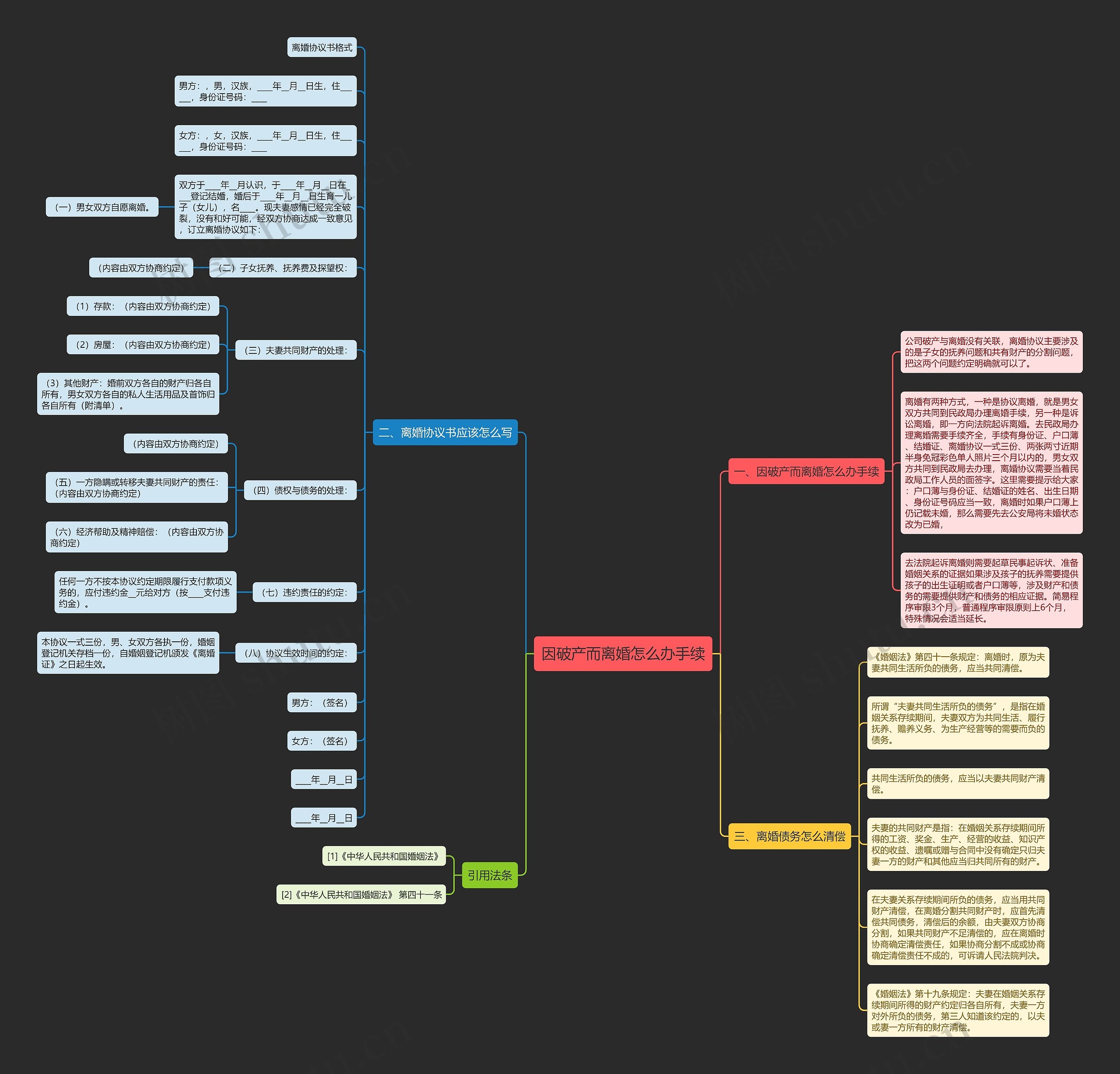 因破产而离婚怎么办手续思维导图