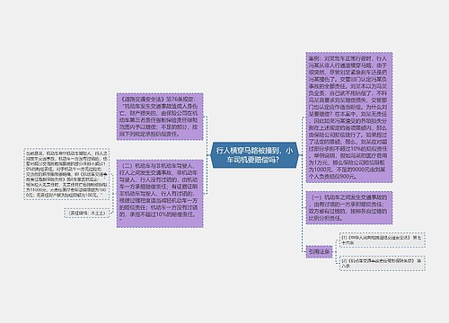 行人横穿马路被撞到，小车司机要赔偿吗？