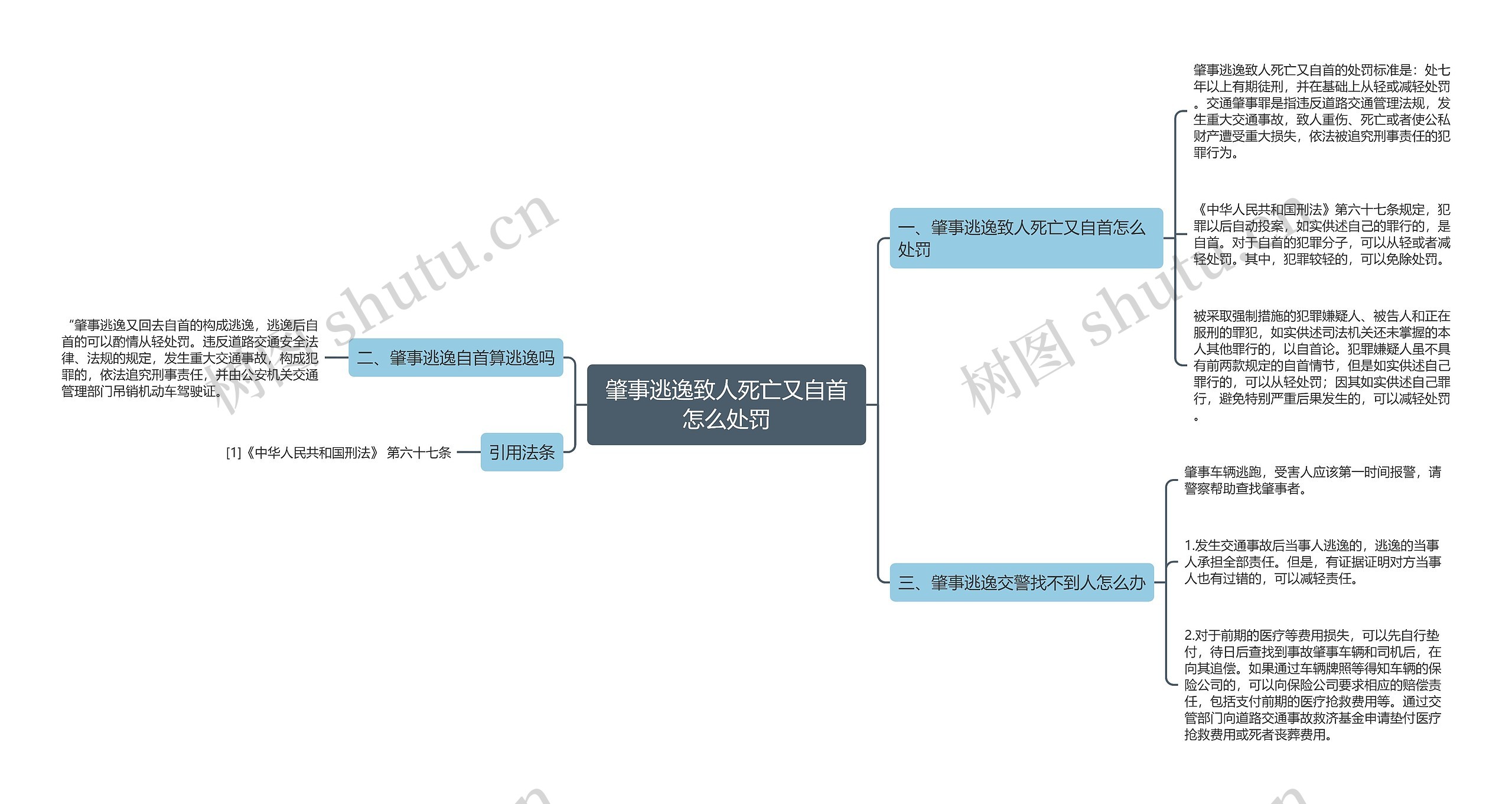 肇事逃逸致人死亡又自首怎么处罚思维导图