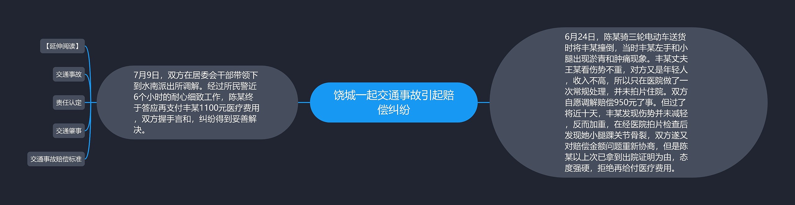 饶城一起交通事故引起赔偿纠纷思维导图