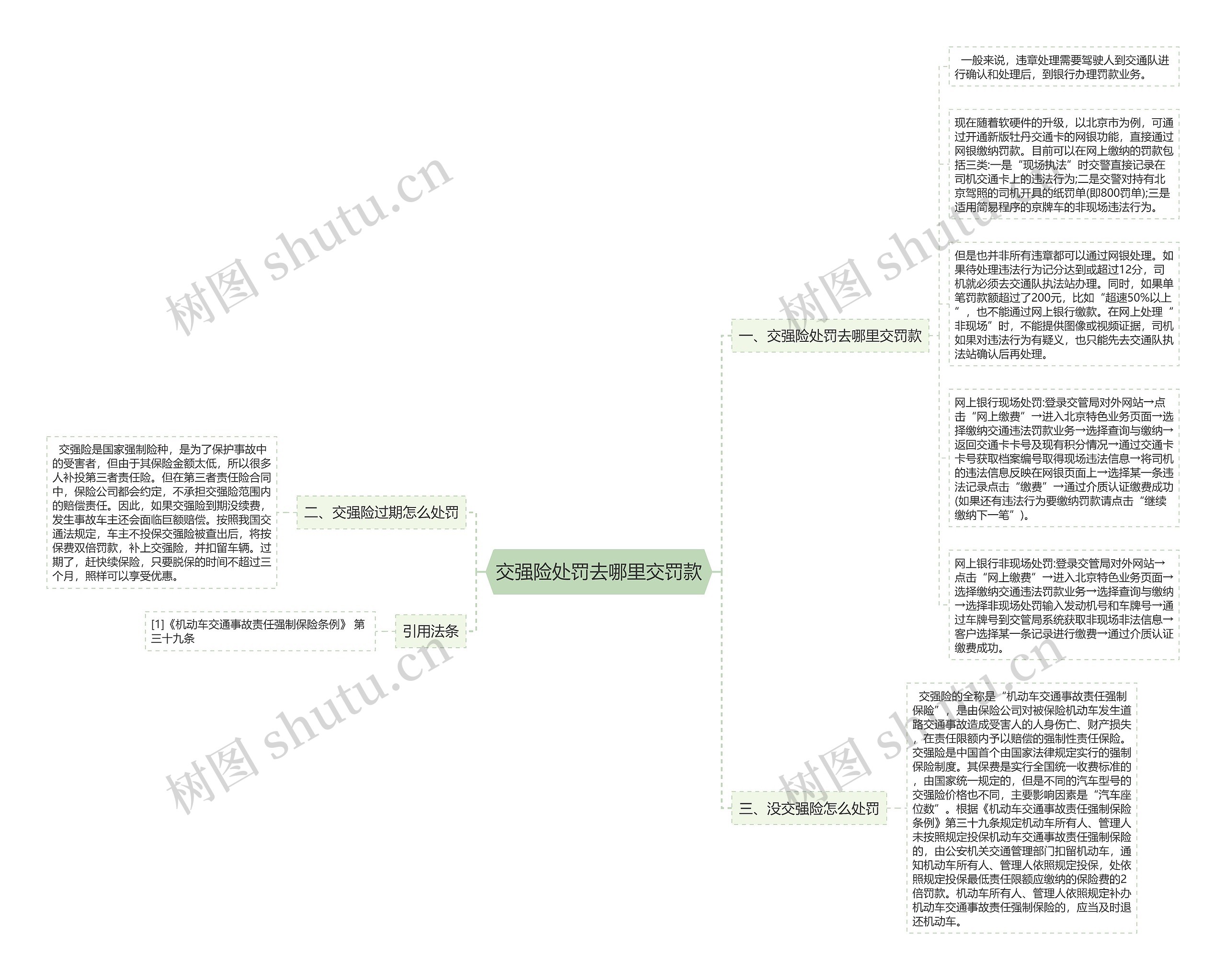 交强险处罚去哪里交罚款思维导图