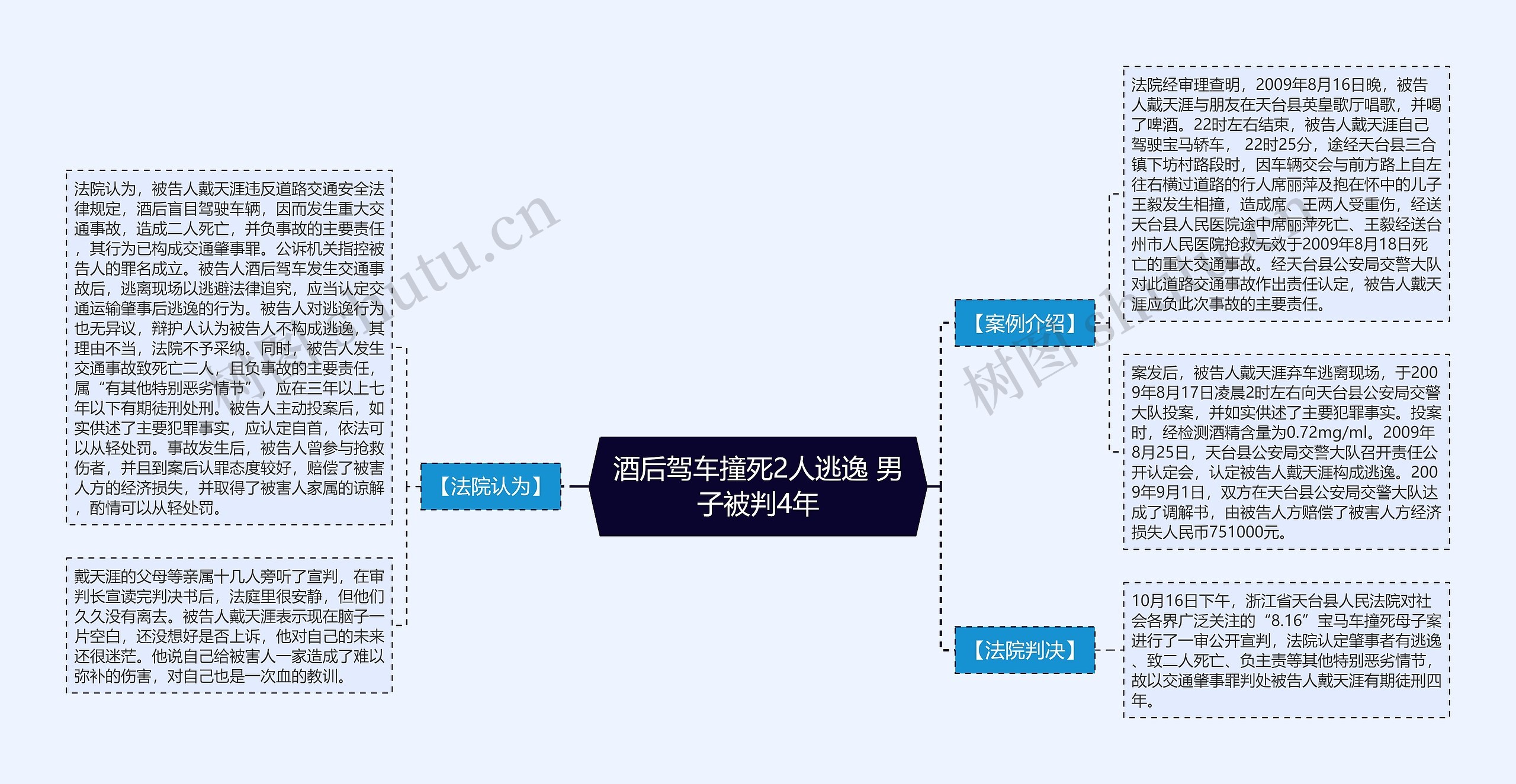 酒后驾车撞死2人逃逸 男子被判4年思维导图