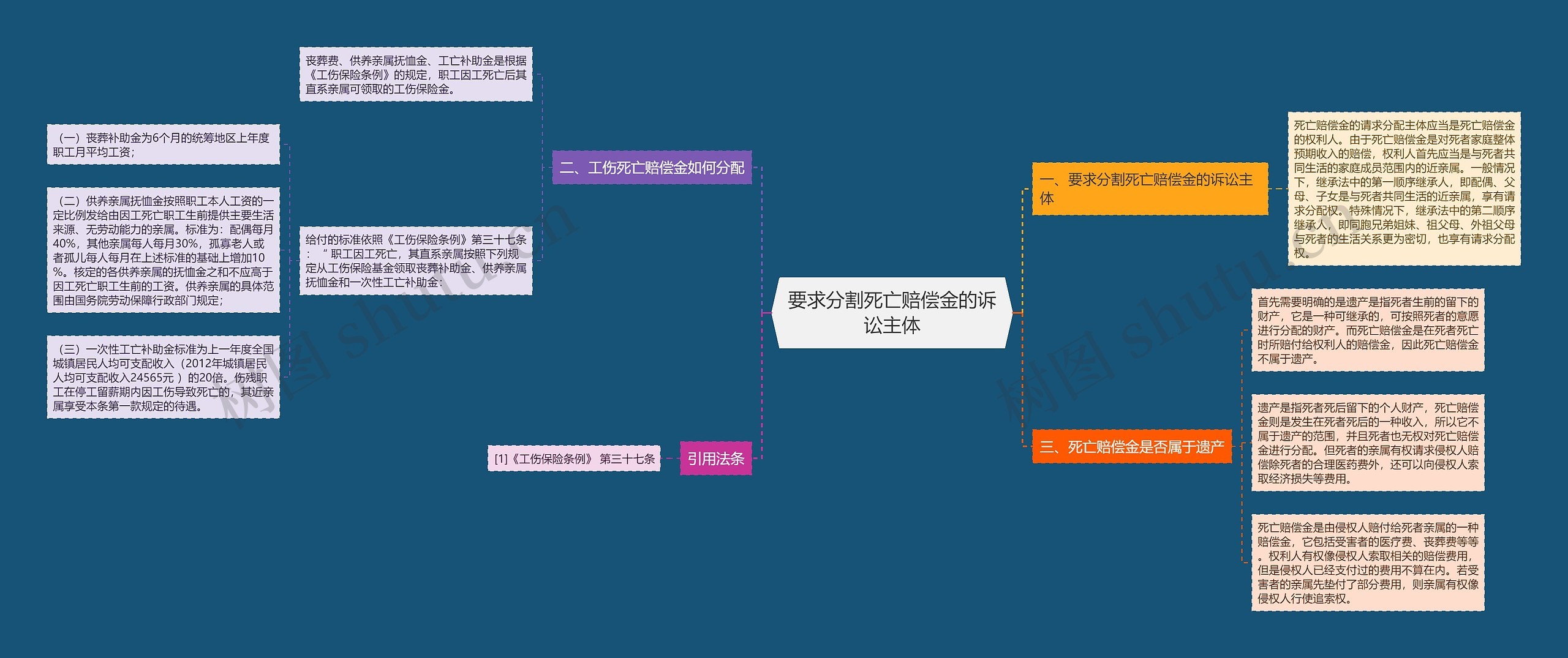 要求分割死亡赔偿金的诉讼主体思维导图