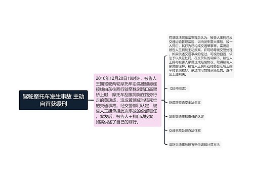 驾驶摩托车发生事故 主动自首获缓刑