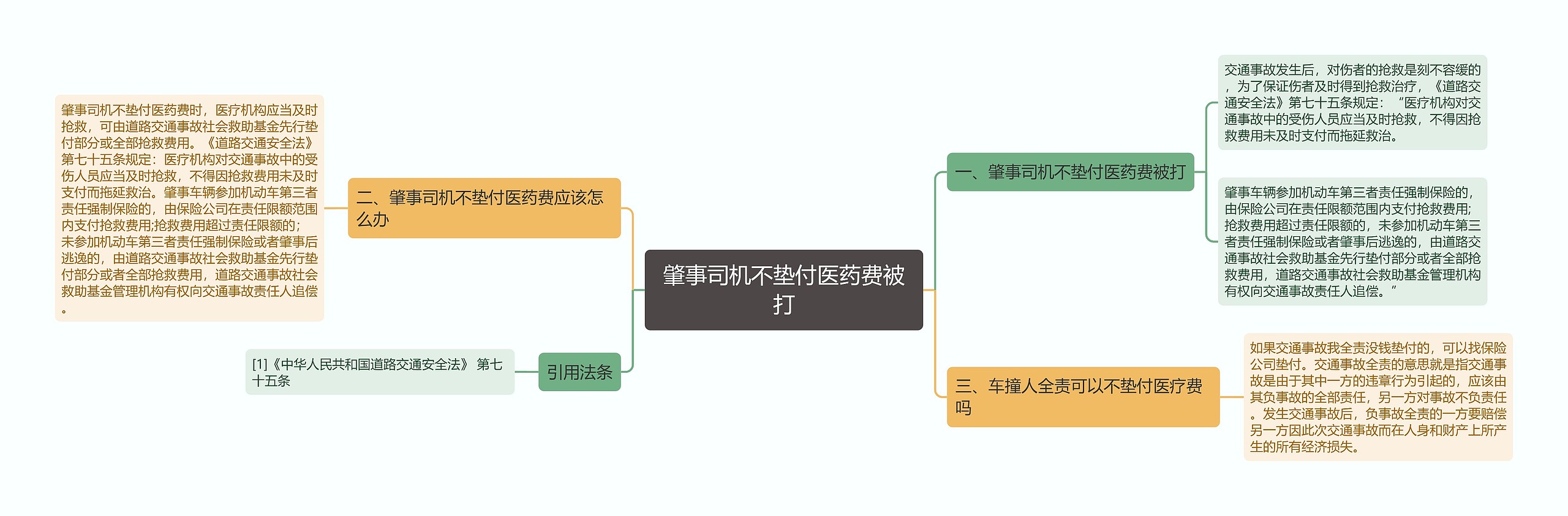 肇事司机不垫付医药费被打思维导图