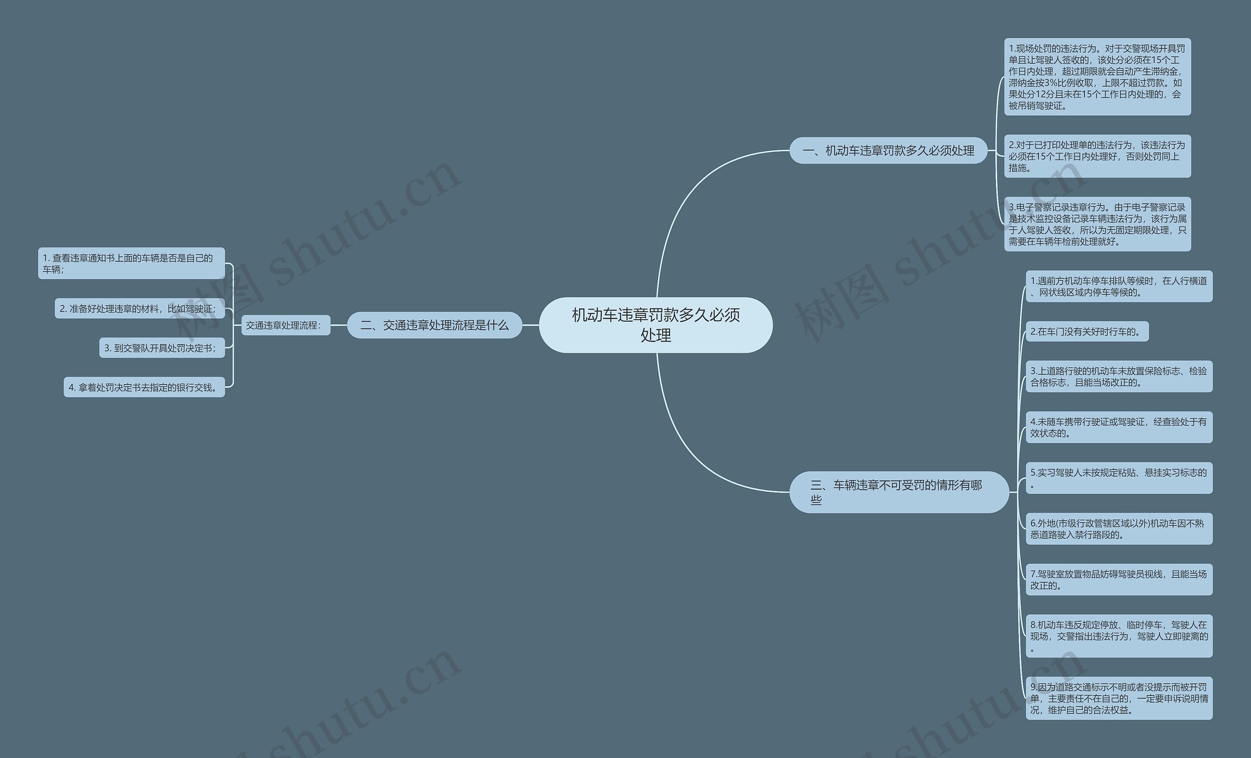 机动车违章罚款多久必须处理思维导图
