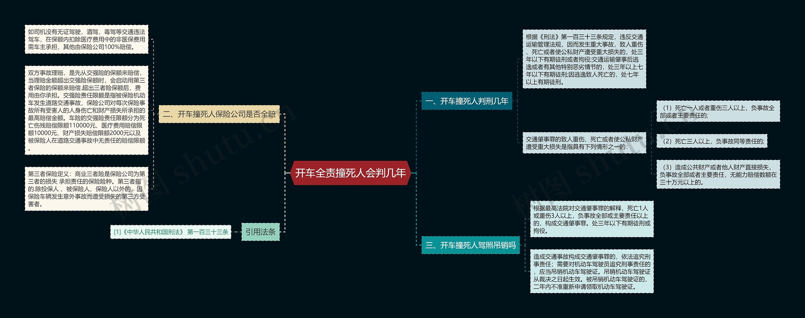 开车全责撞死人会判几年思维导图