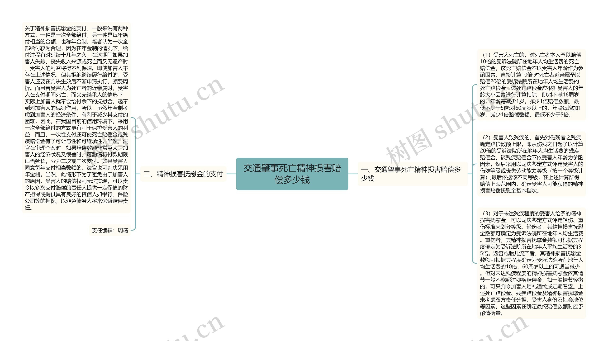 交通肇事死亡精神损害赔偿多少钱思维导图