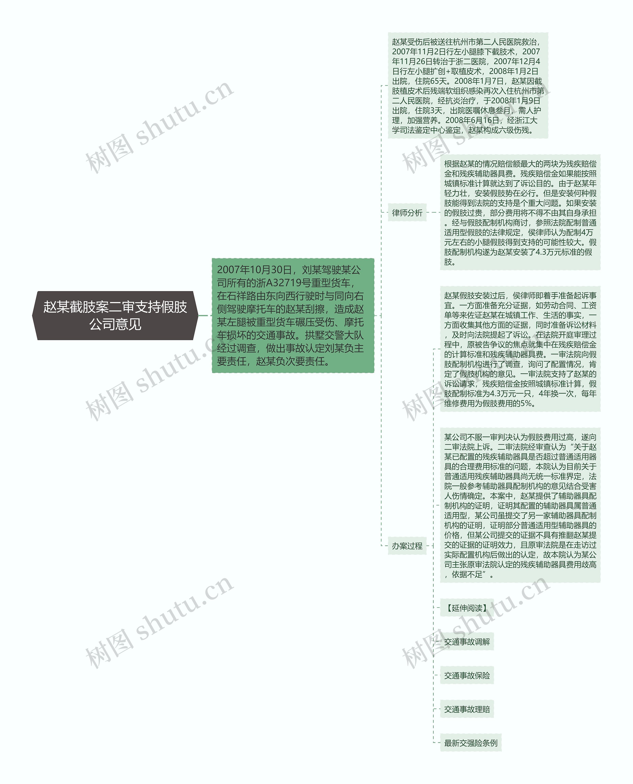 赵某截肢案二审支持假肢公司意见思维导图