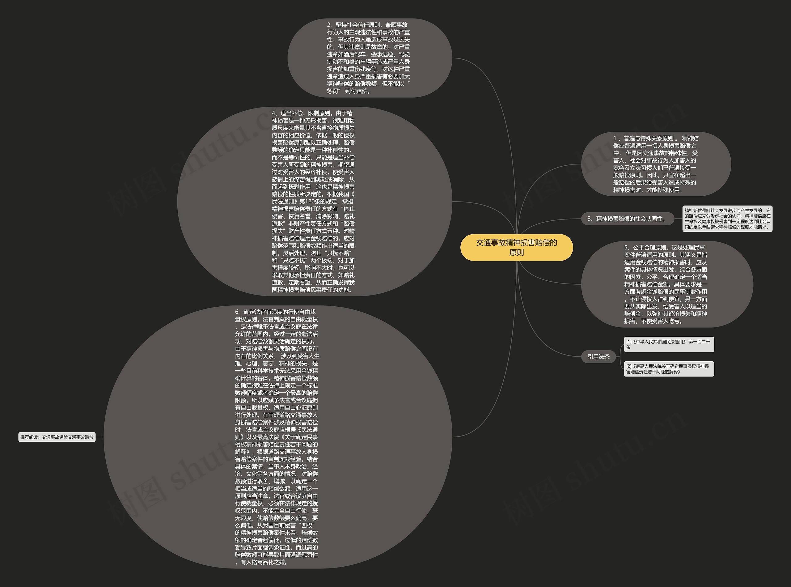 交通事故精神损害赔偿的原则思维导图