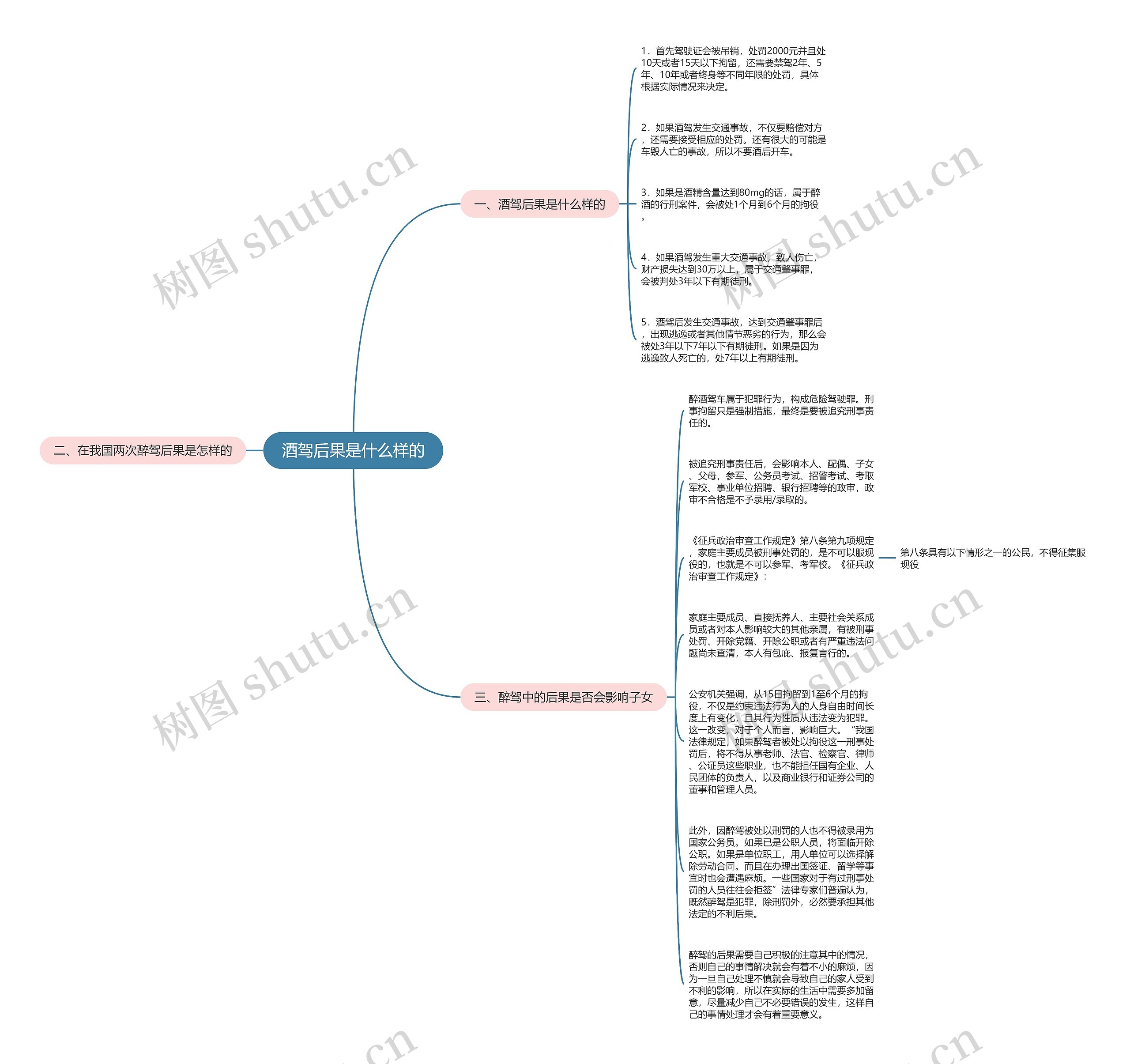 酒驾后果是什么样的思维导图