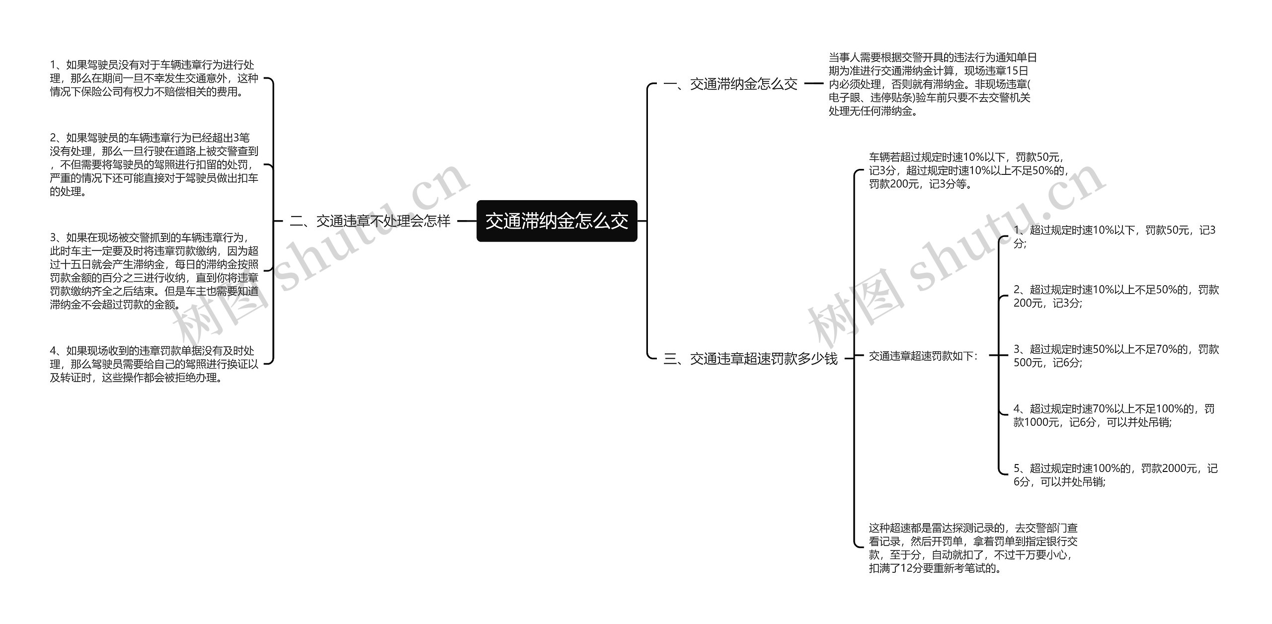 交通滞纳金怎么交思维导图