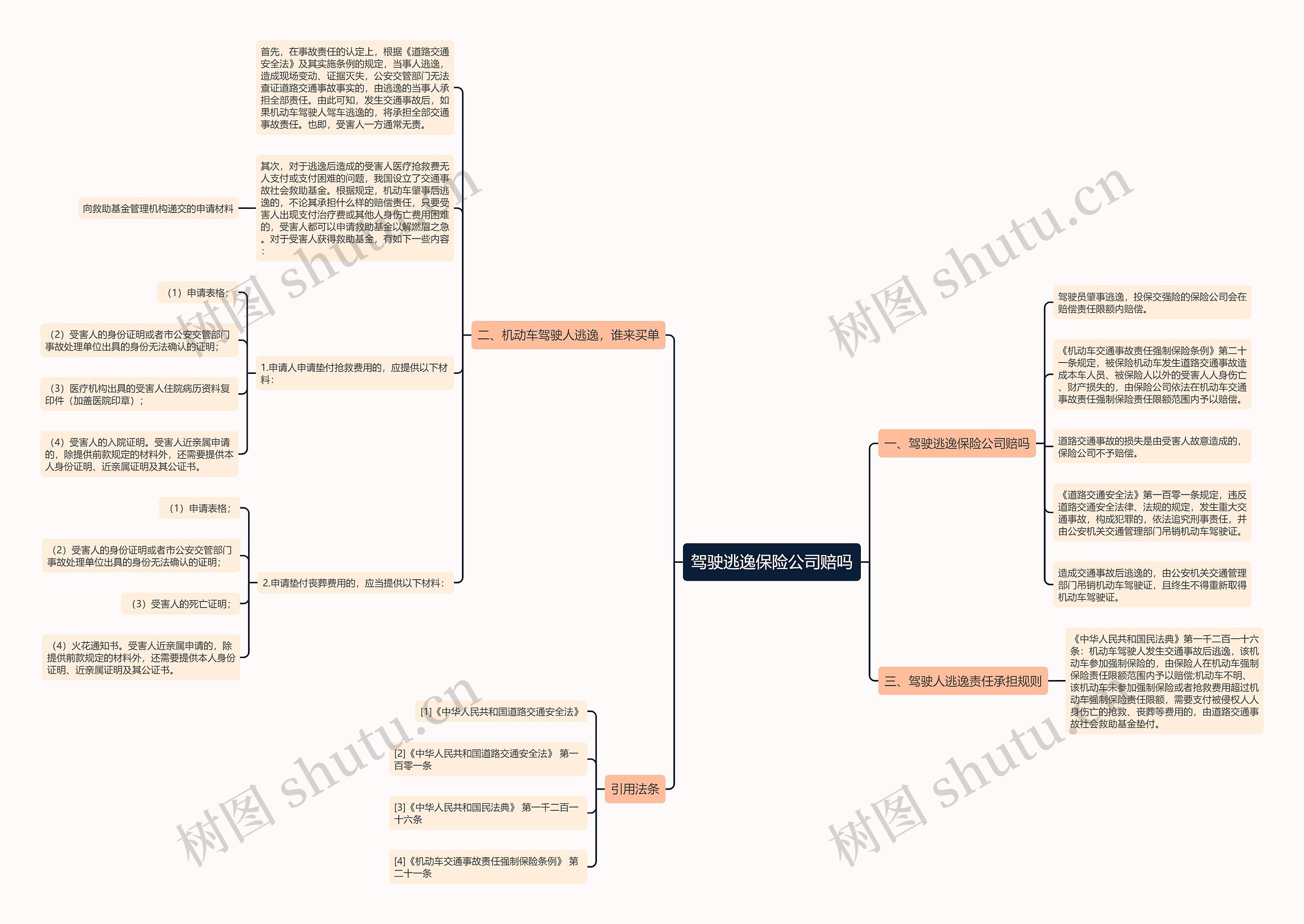 驾驶逃逸保险公司赔吗思维导图