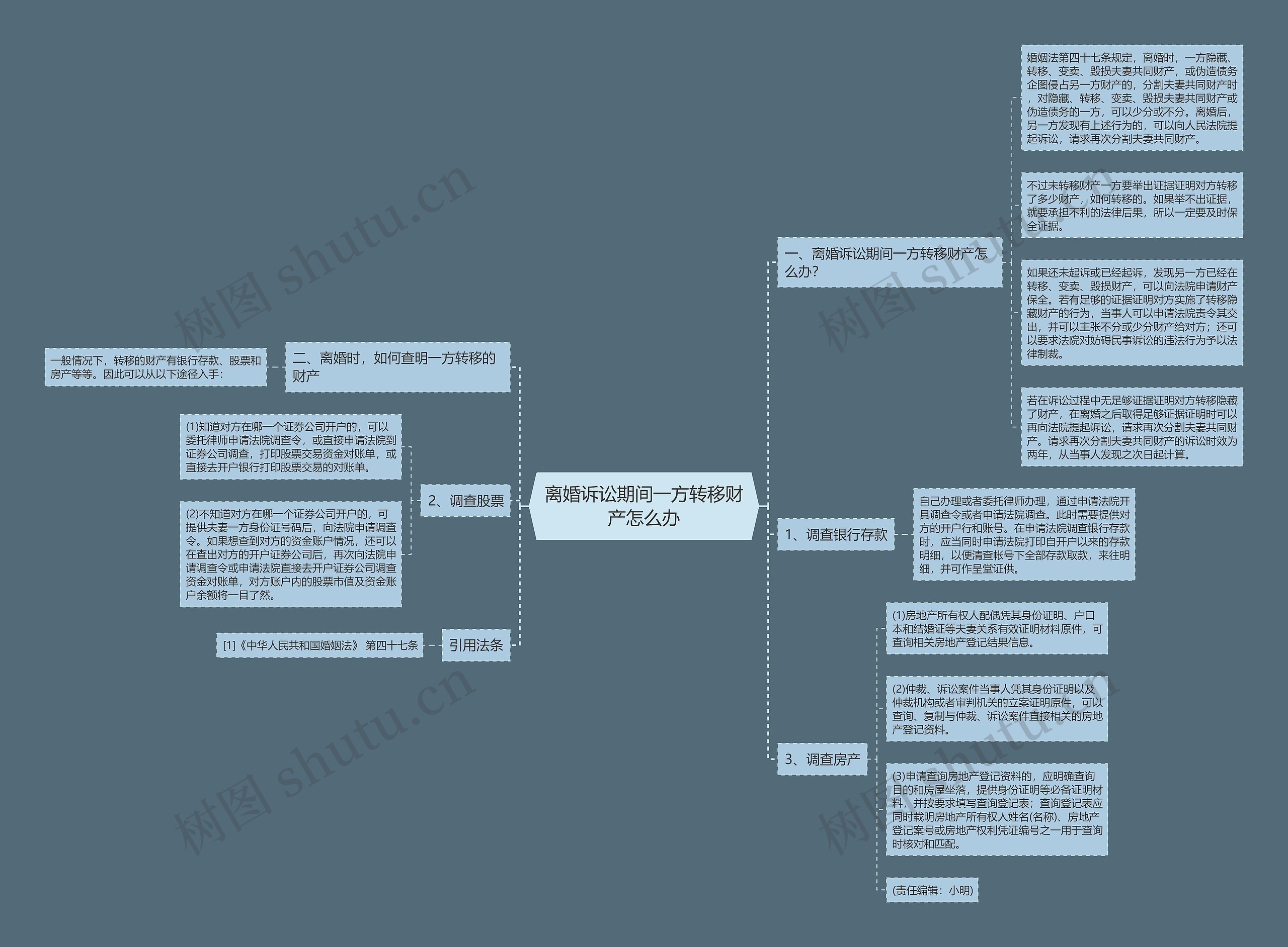离婚诉讼期间一方转移财产怎么办思维导图