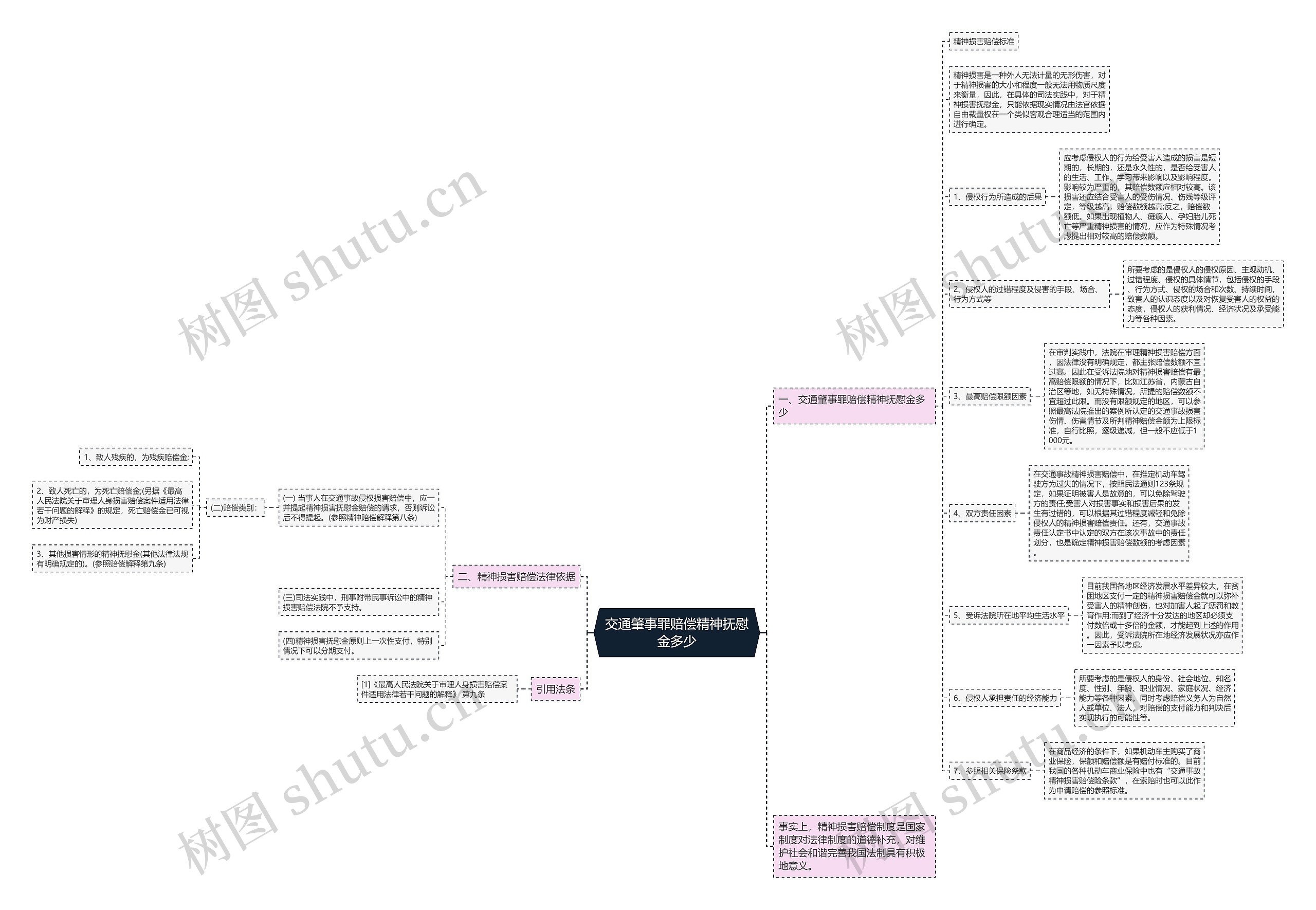 交通肇事罪赔偿精神抚慰金多少思维导图