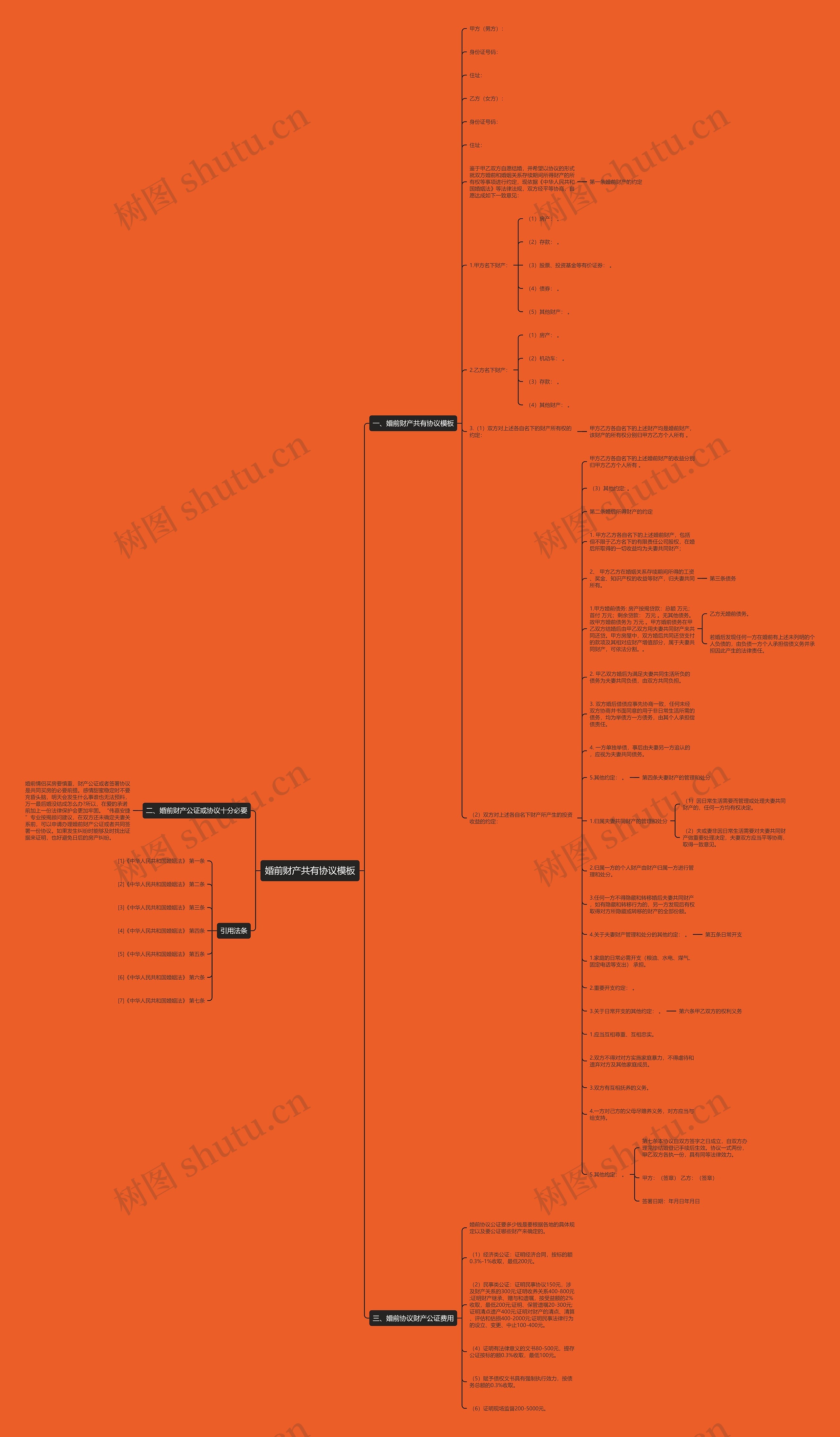 婚前财产共有协议思维导图