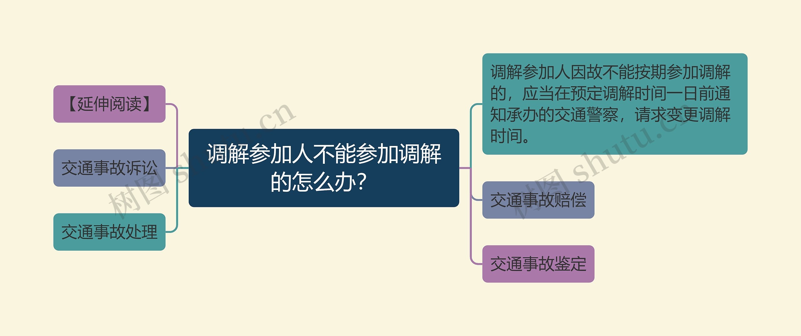 调解参加人不能参加调解的怎么办？思维导图