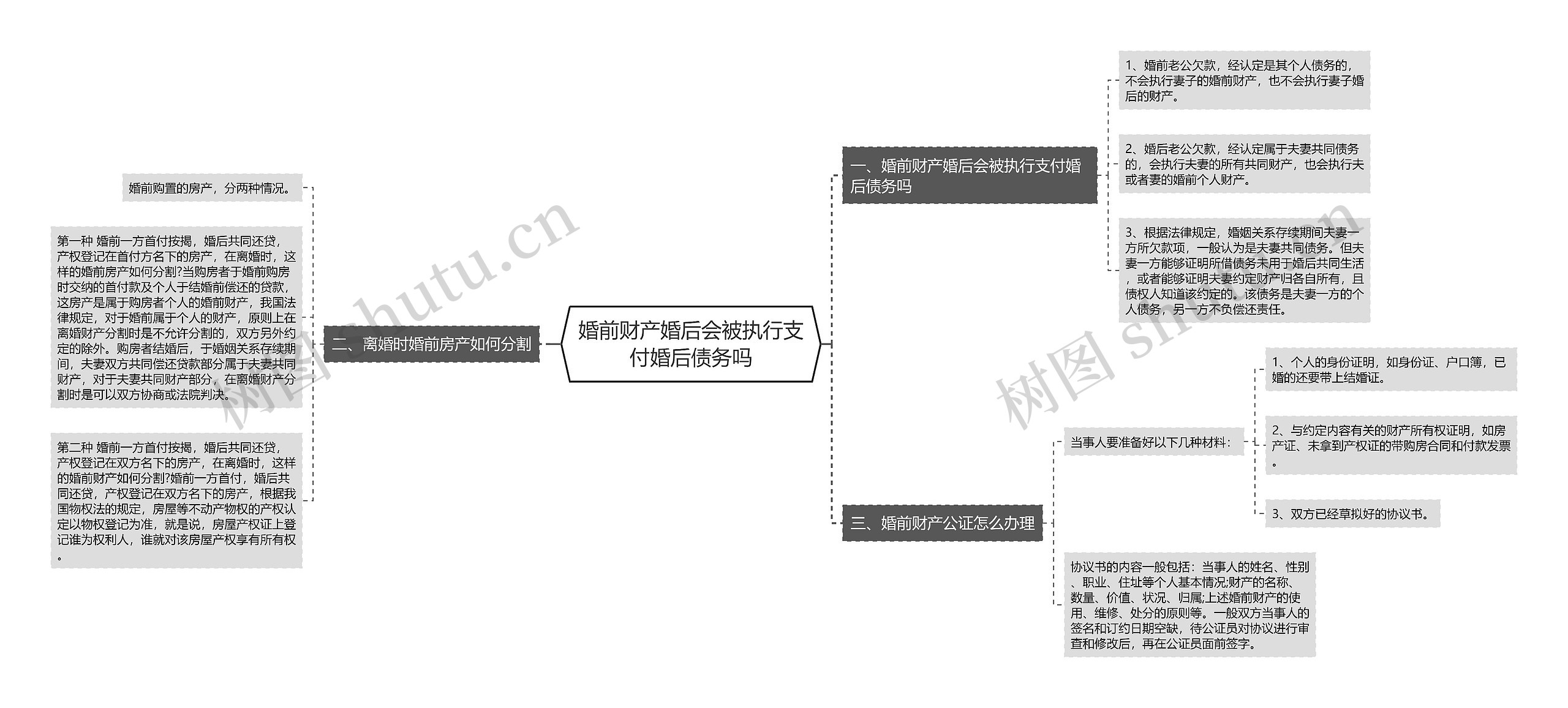 婚前财产婚后会被执行支付婚后债务吗思维导图