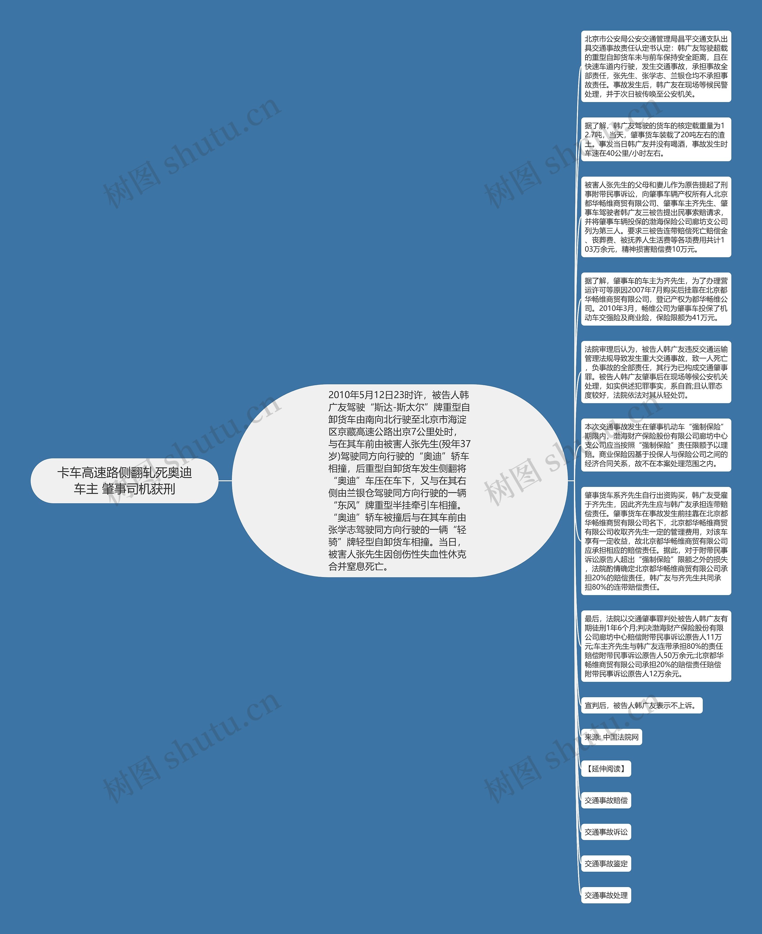 卡车高速路侧翻轧死奥迪车主 肇事司机获刑