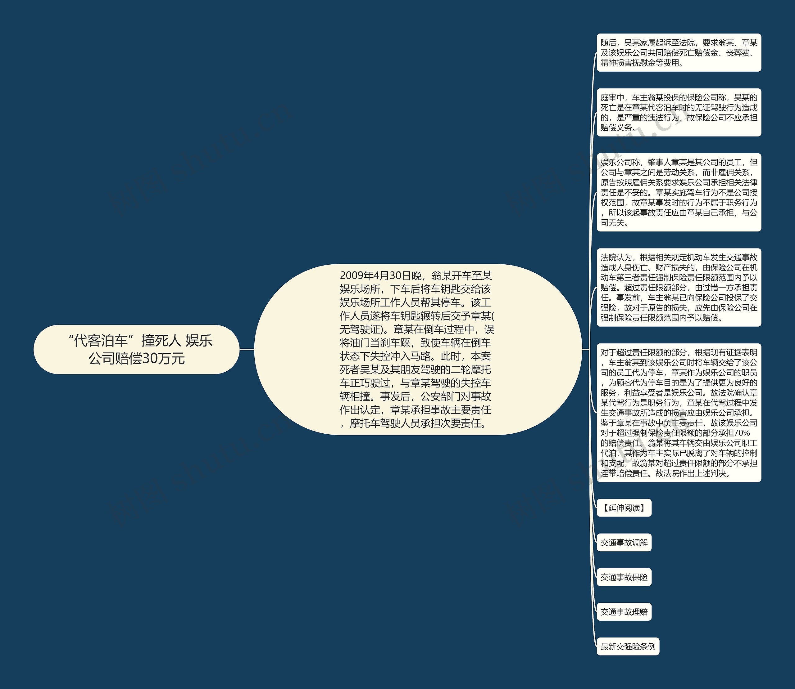 “代客泊车”撞死人 娱乐公司赔偿30万元思维导图