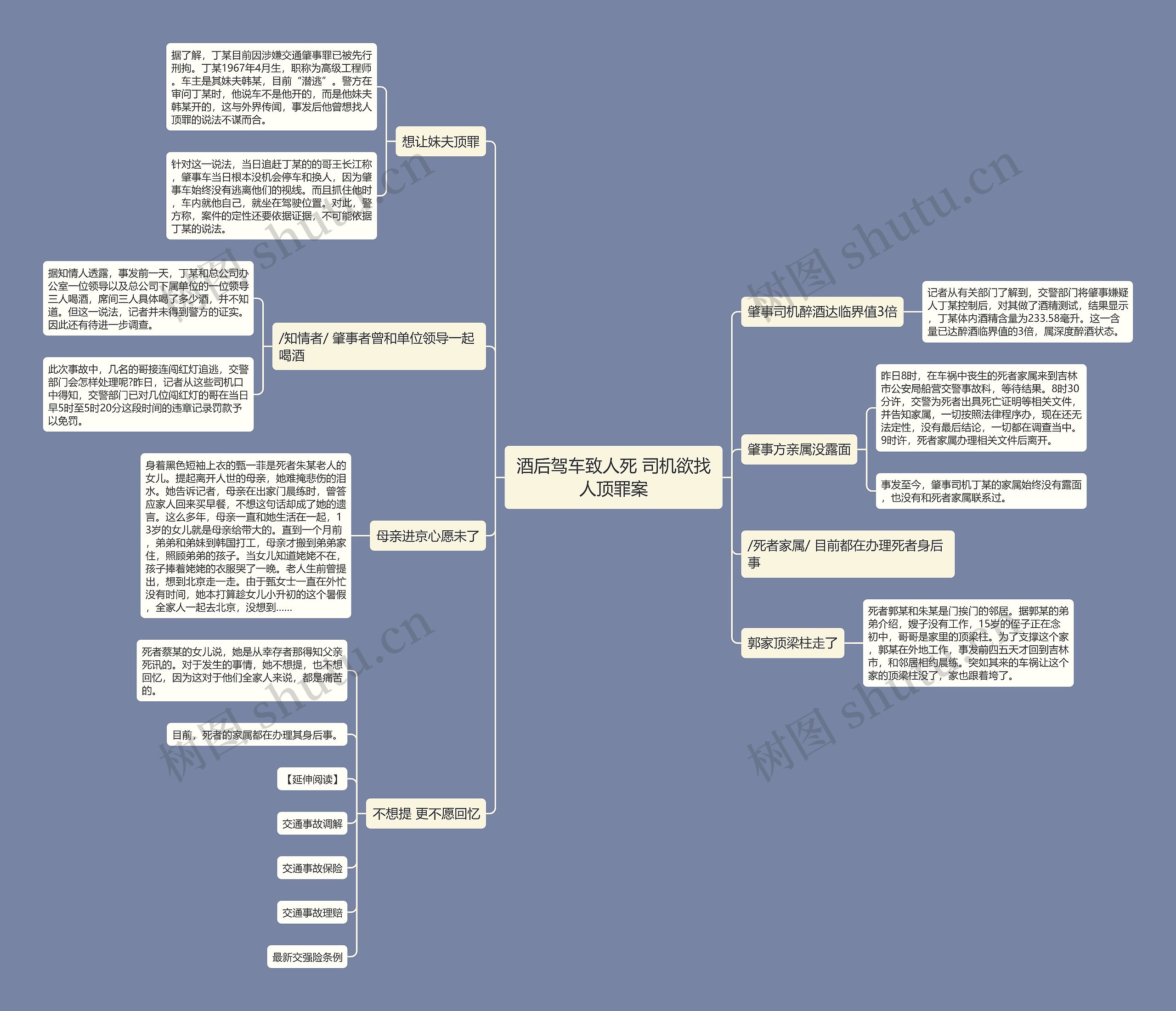 酒后驾车致人死 司机欲找人顶罪案思维导图