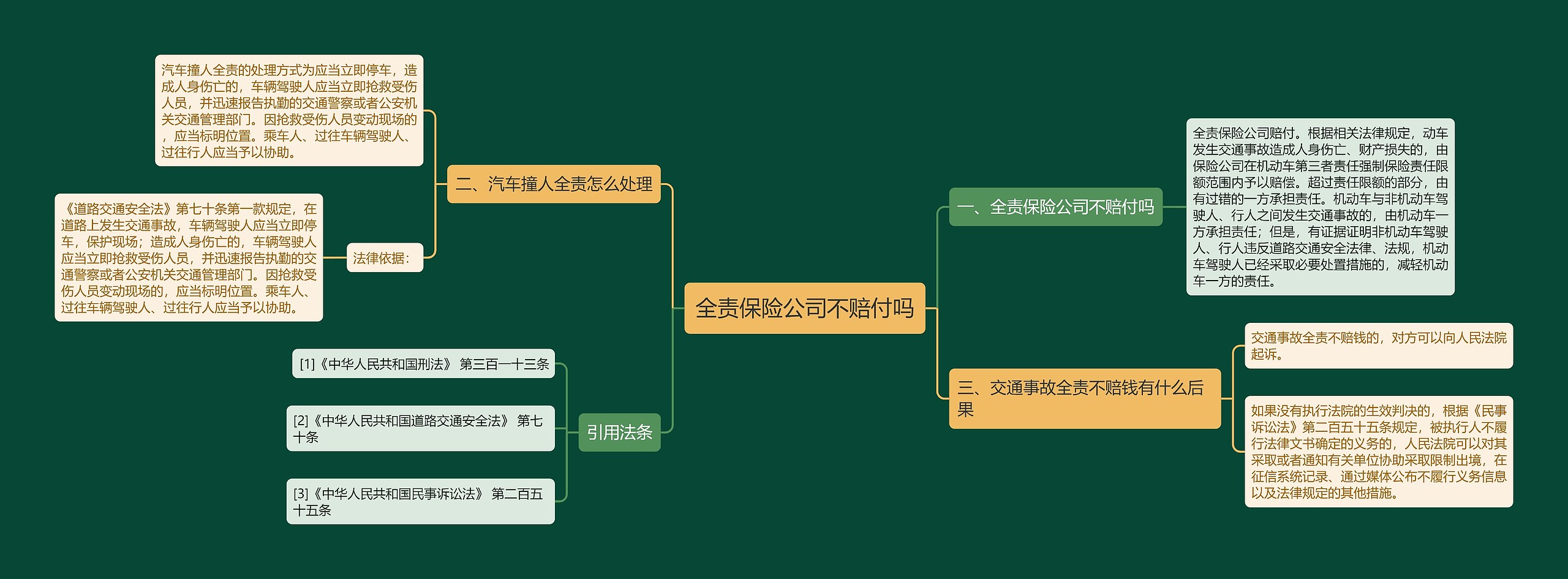 全责保险公司不赔付吗思维导图