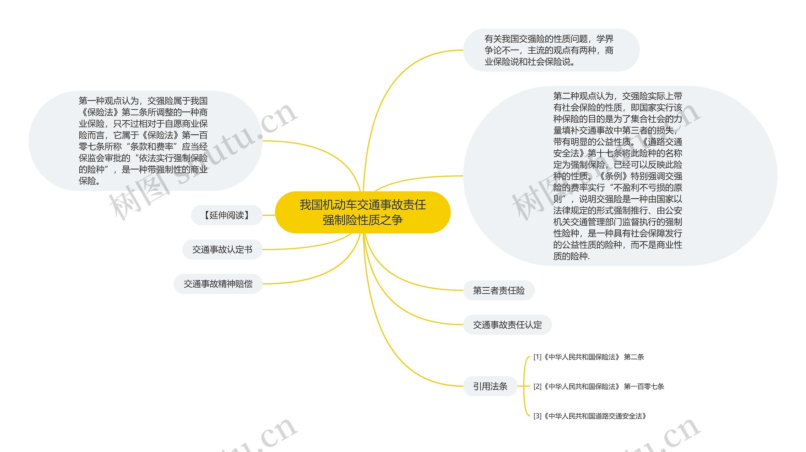 我国机动车交通事故责任强制险性质之争思维导图