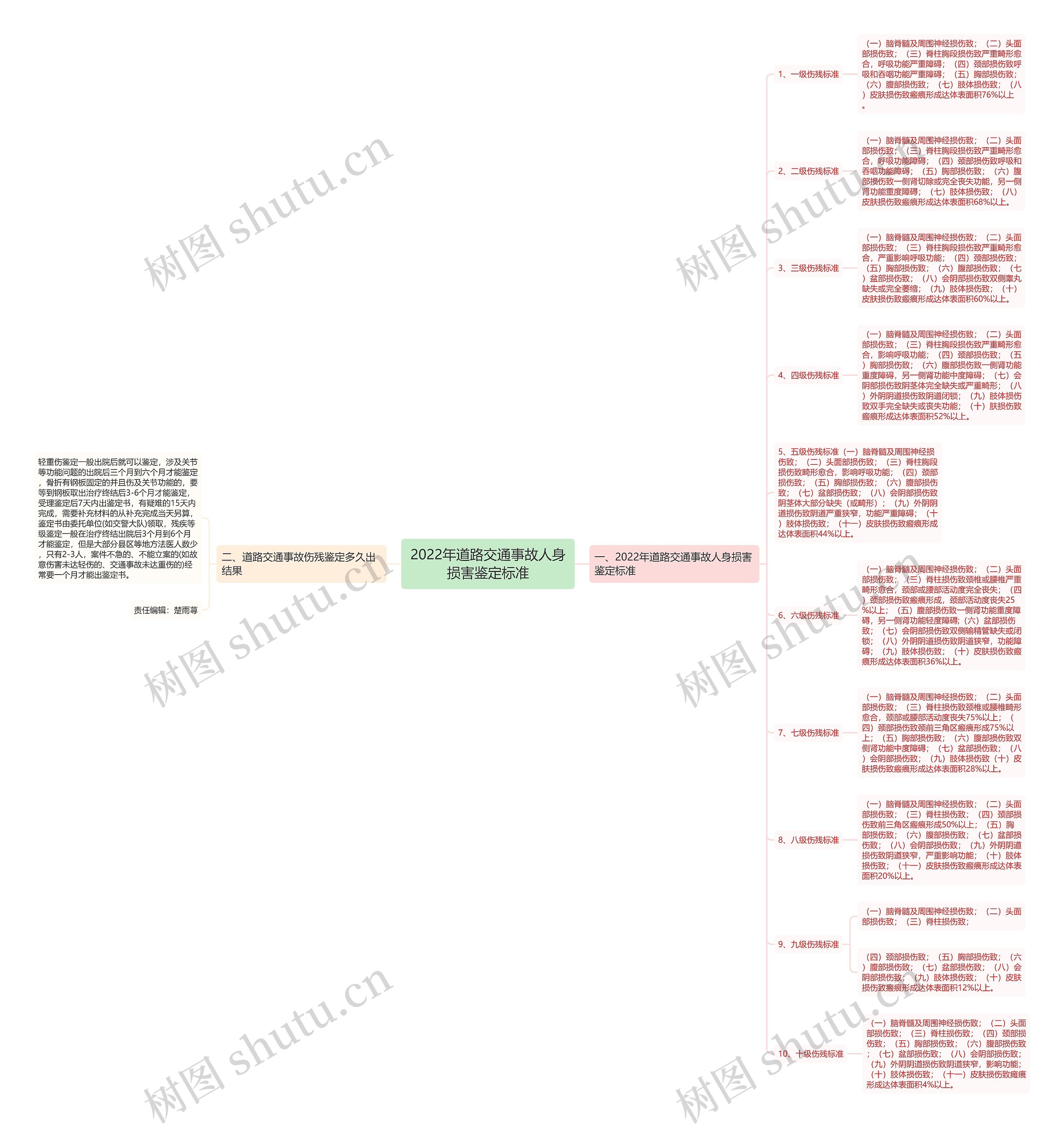 2022年道路交通事故人身损害鉴定标准思维导图