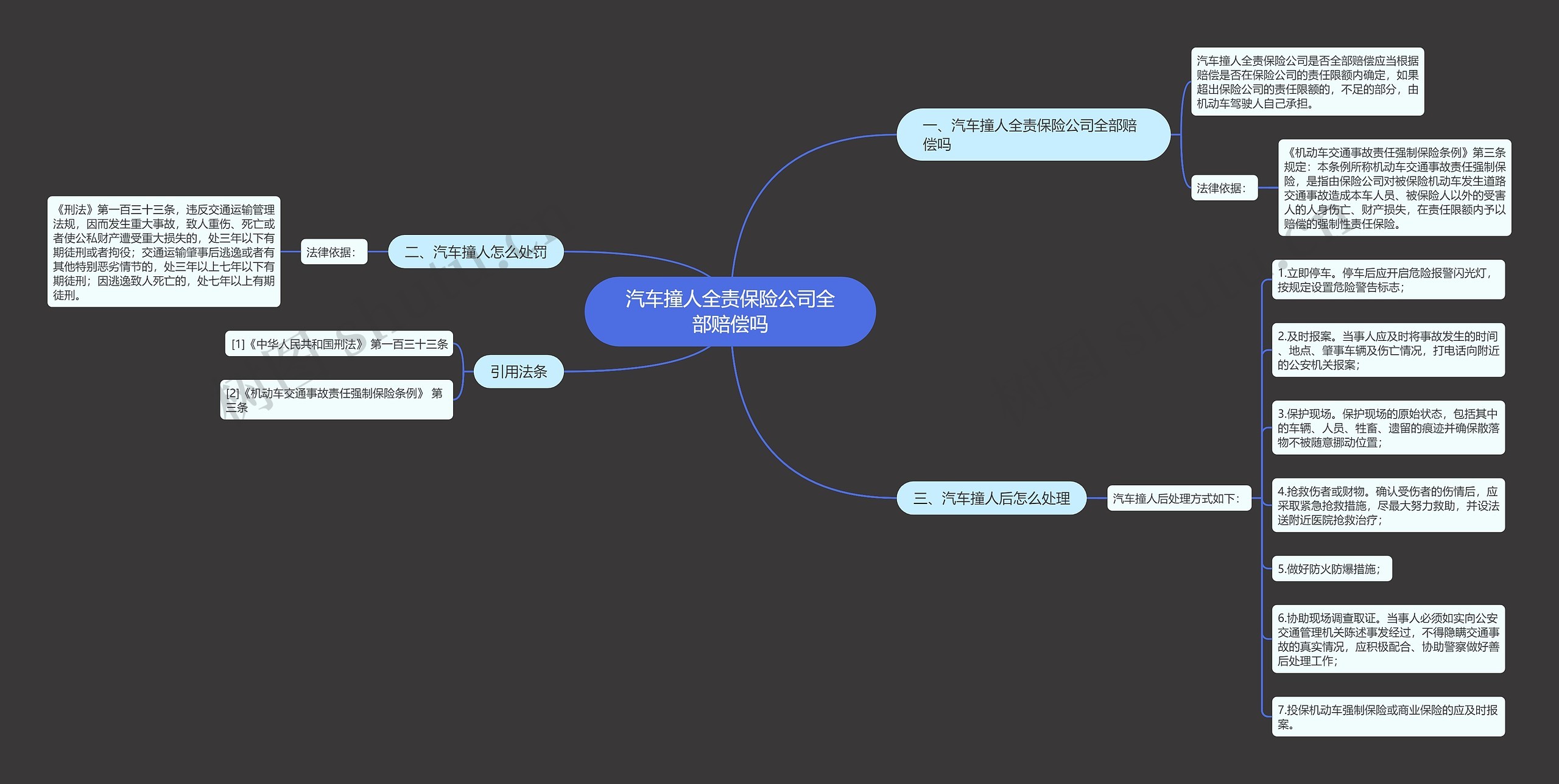 汽车撞人全责保险公司全部赔偿吗思维导图