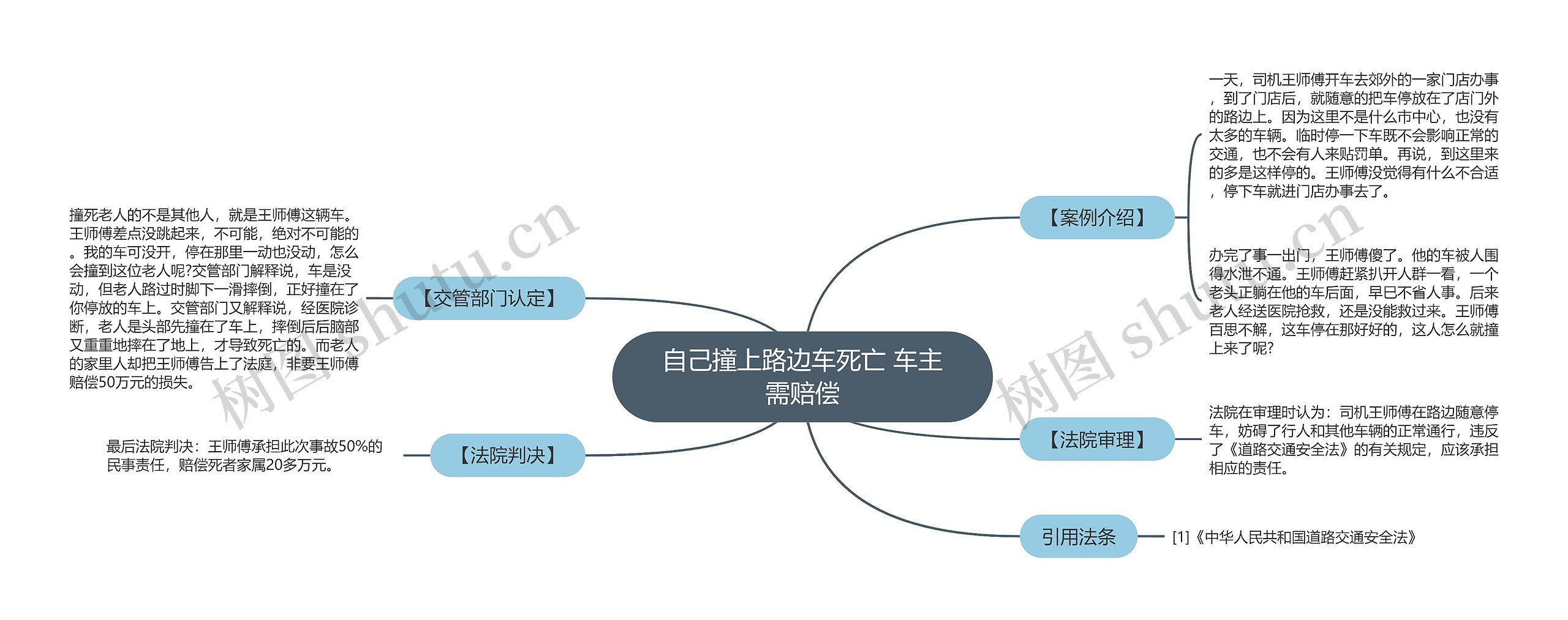 自己撞上路边车死亡 车主需赔偿思维导图