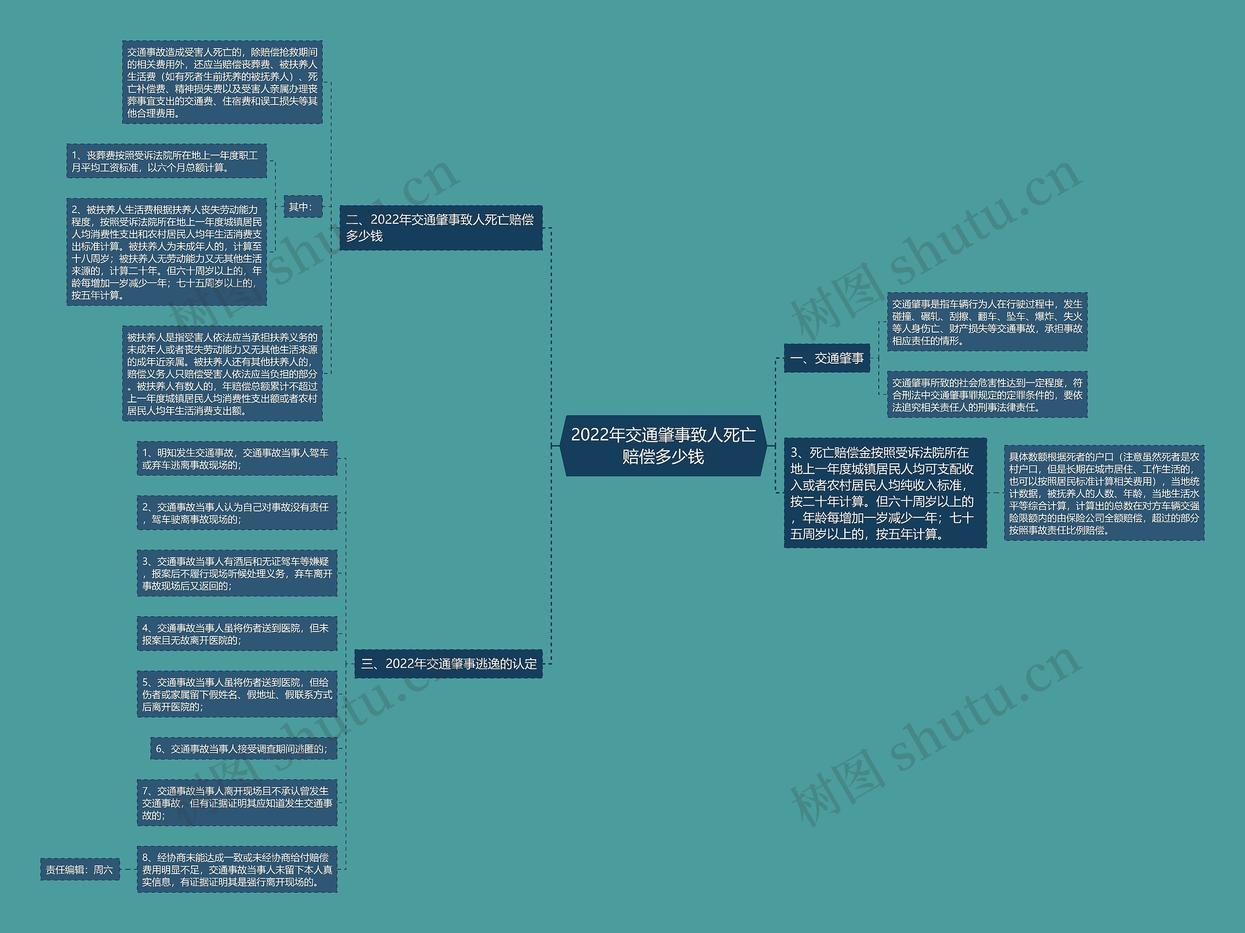 2022年交通肇事致人死亡赔偿多少钱思维导图