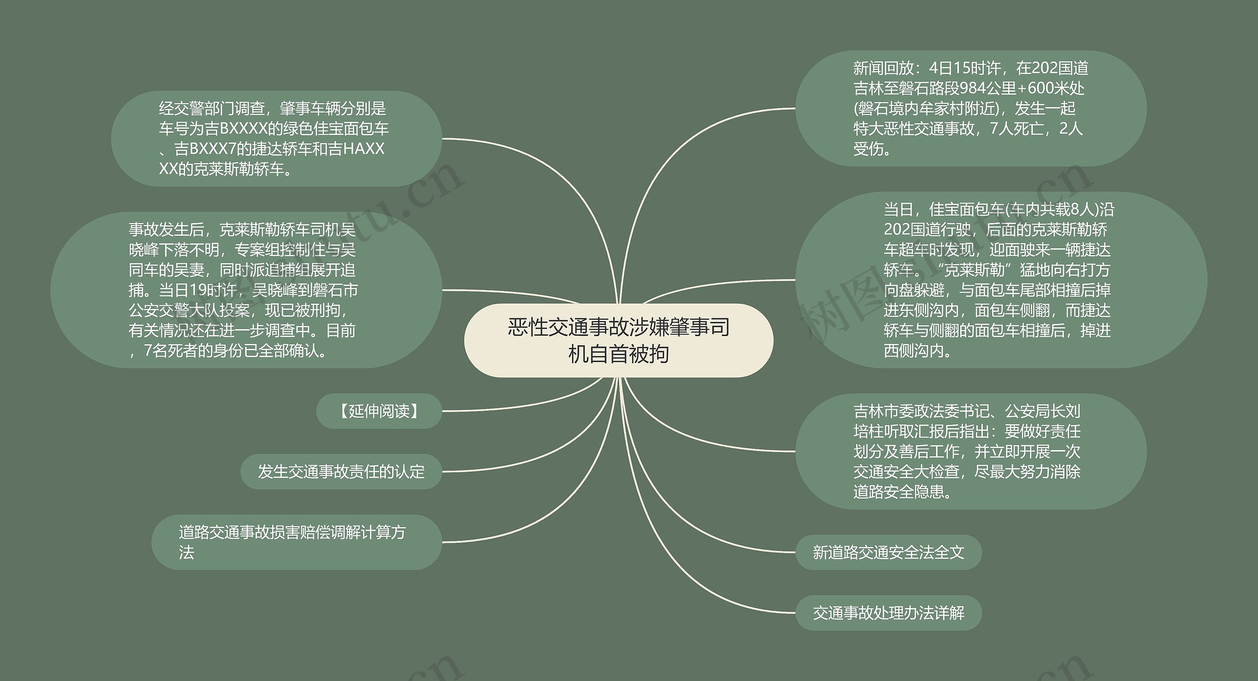 恶性交通事故涉嫌肇事司机自首被拘思维导图