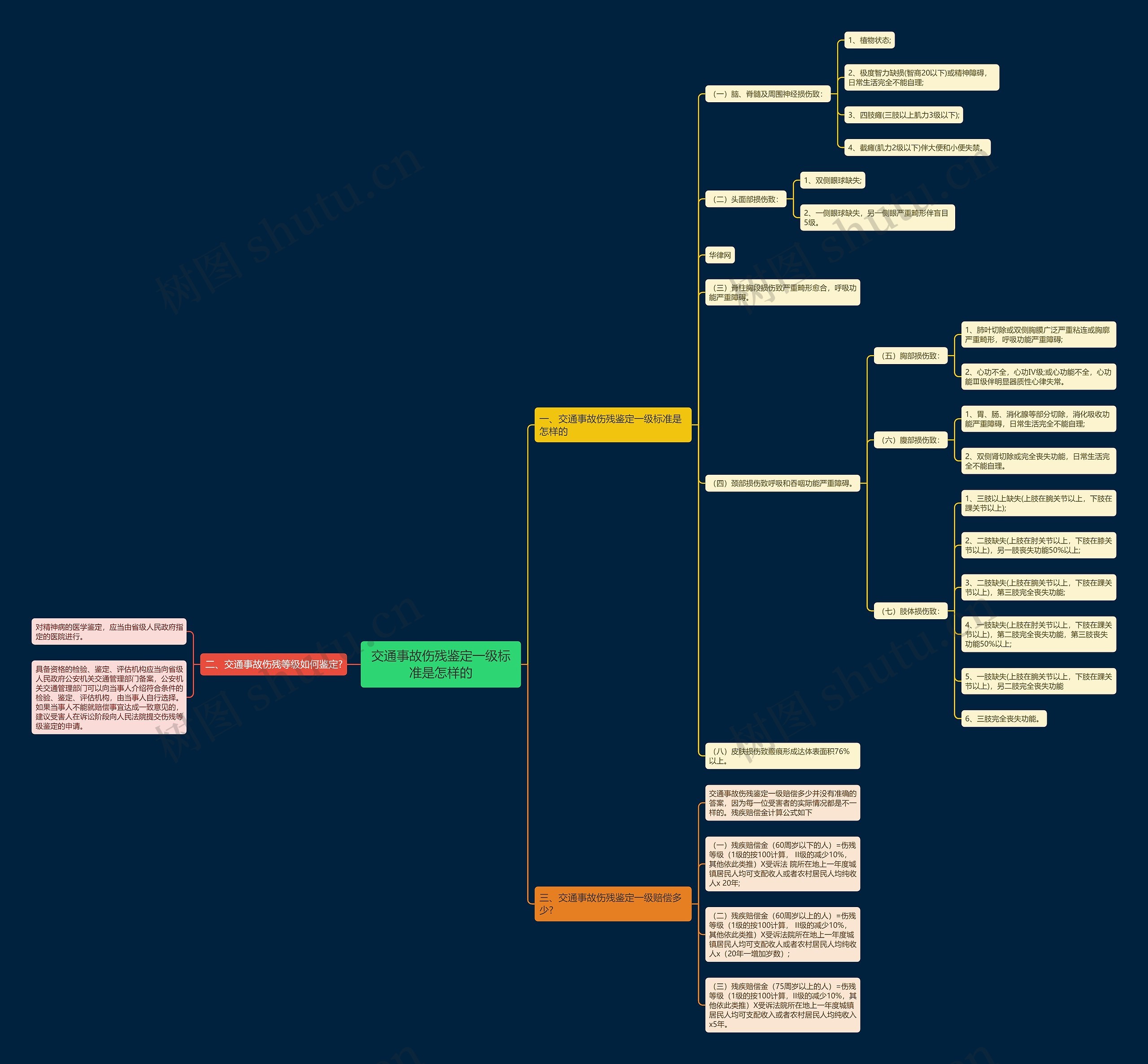 交通事故伤残鉴定一级标准是怎样的思维导图